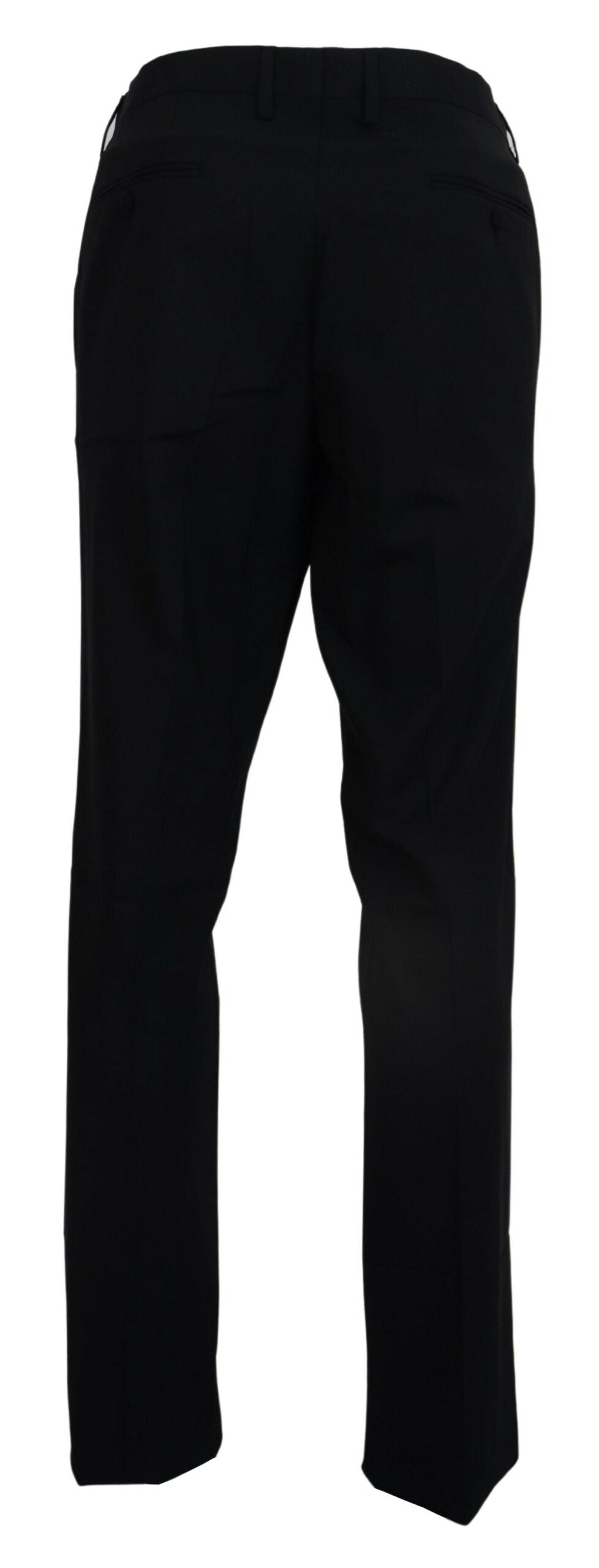 Black Wool Stretch Dress Formal Slim Fit Pant - ventzia