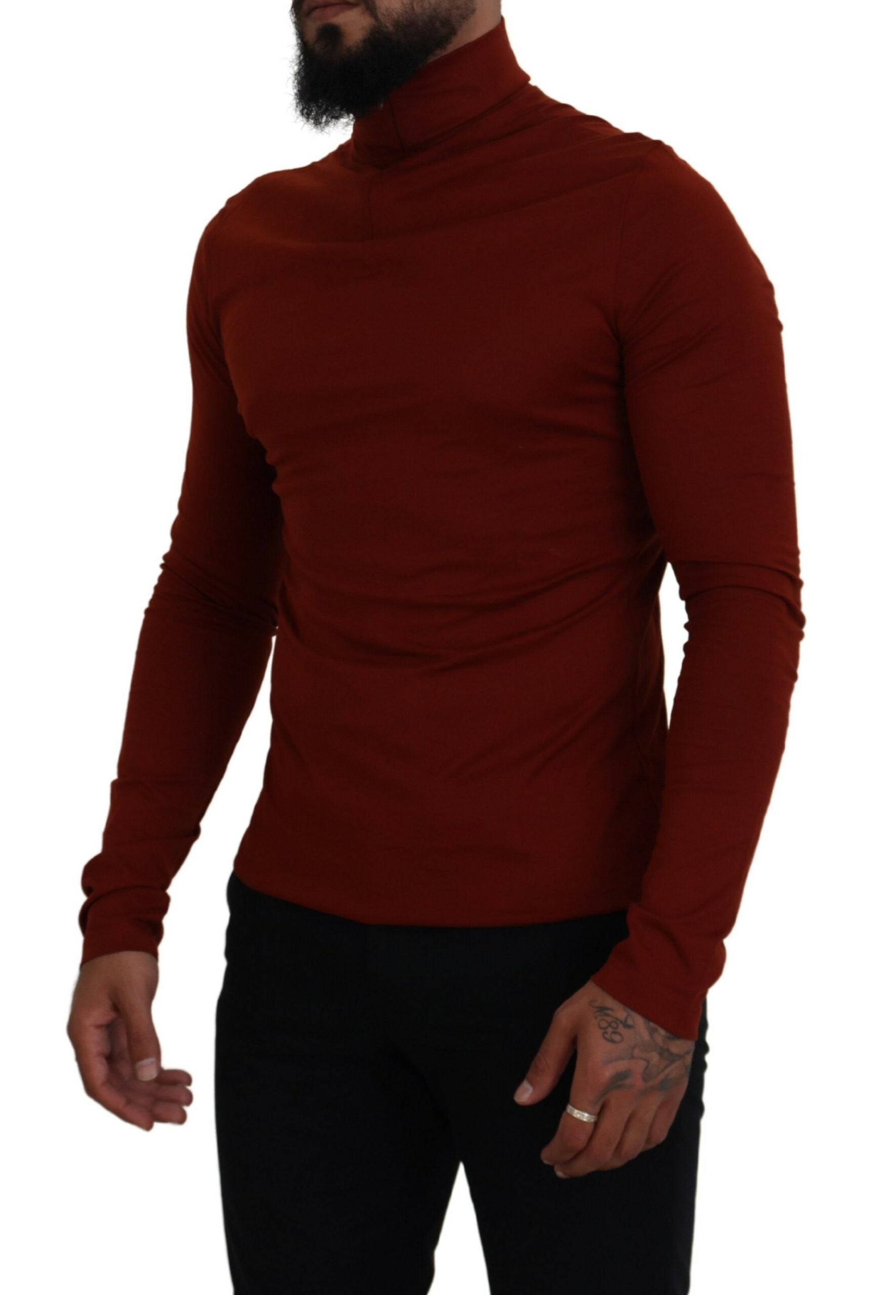 Maroon Cotton Turtle Neck Zip Sweater - ventzia