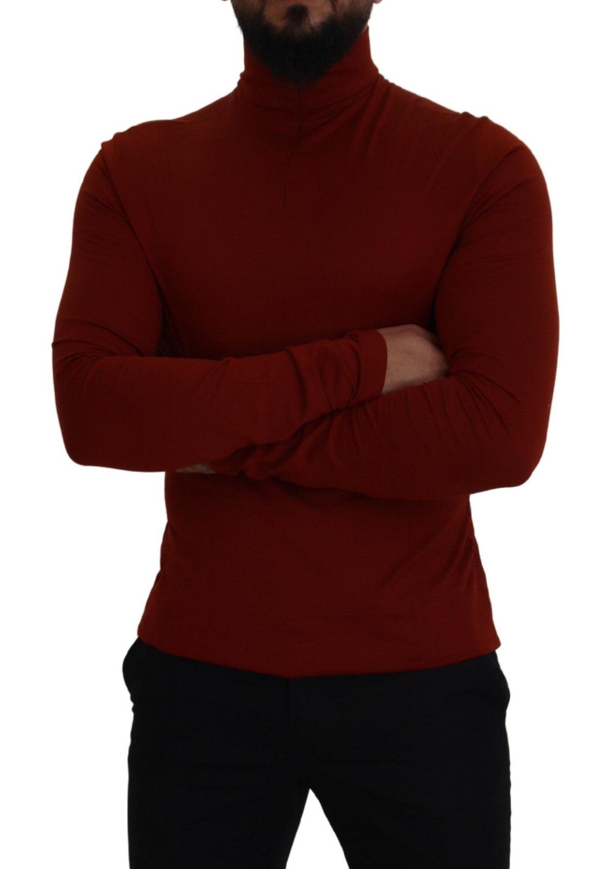 Maroon Cotton Turtle Neck Zip Sweater - ventzia