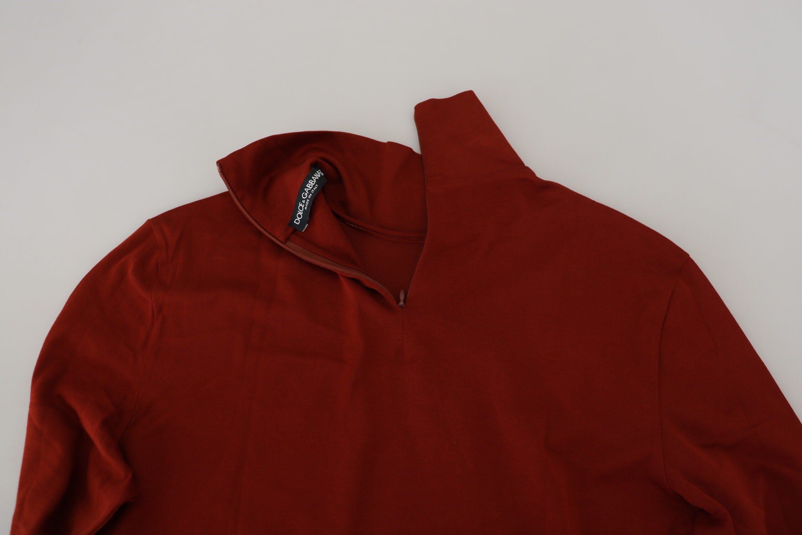 Maroon Cotton Turtle Neck Zip Sweater - ventzia