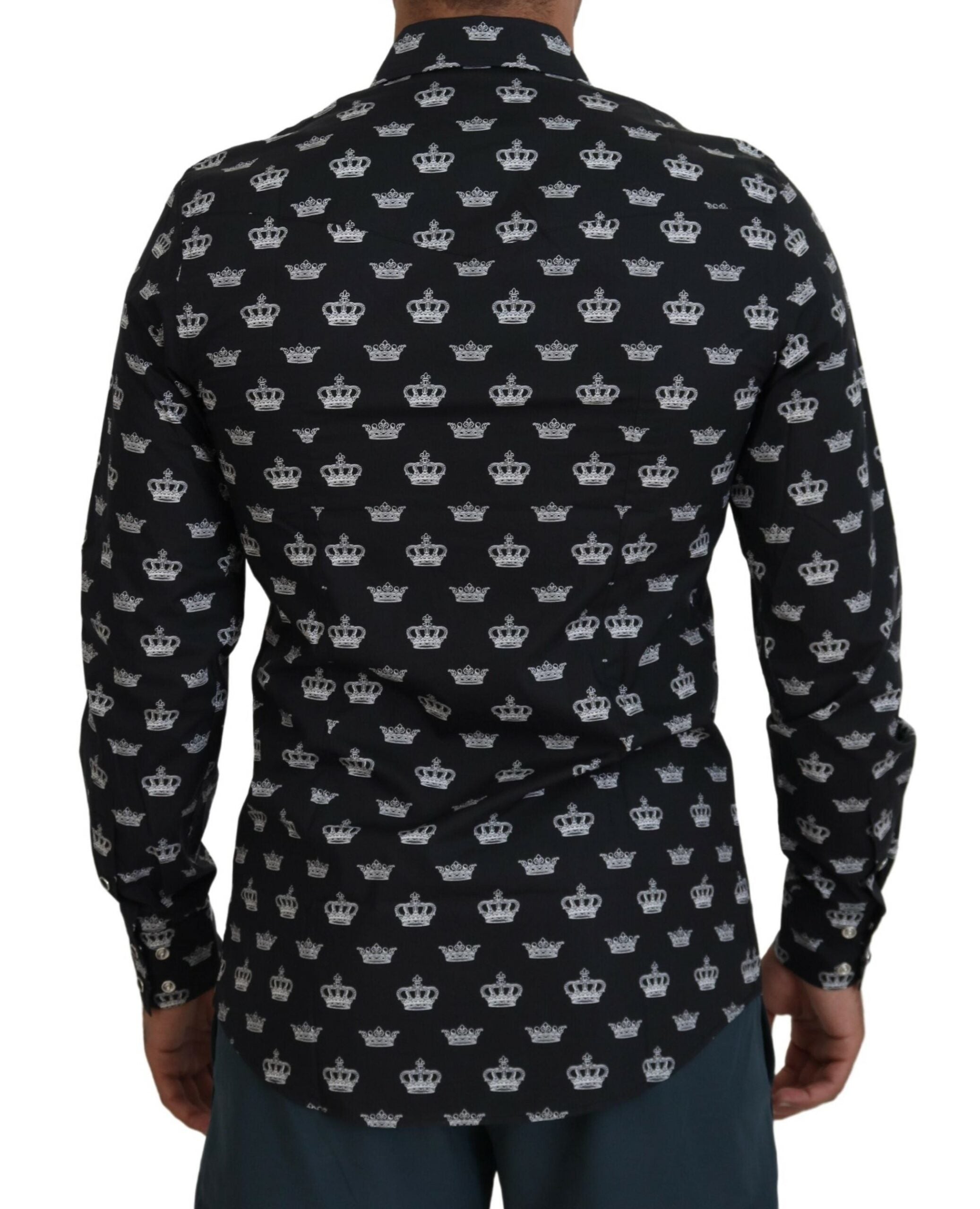 Black Crown Print GOLD Slim Shirt - ventzia