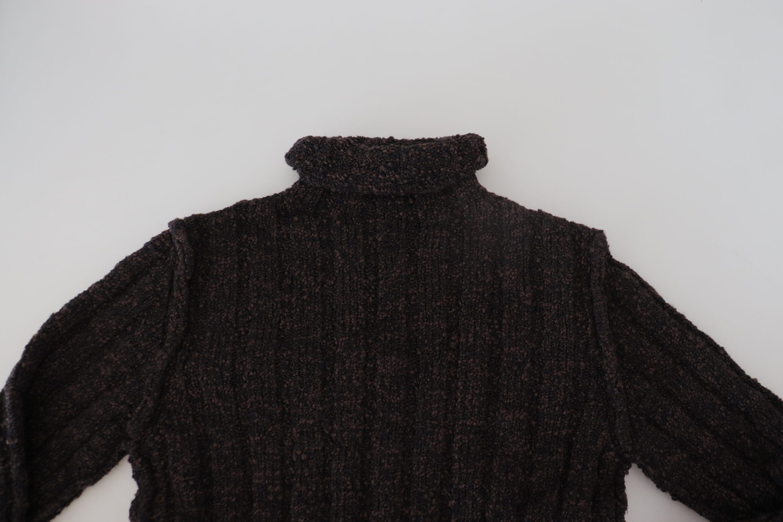 Brown Wool Knit Turtleneck Pullover Sweater - ventzia