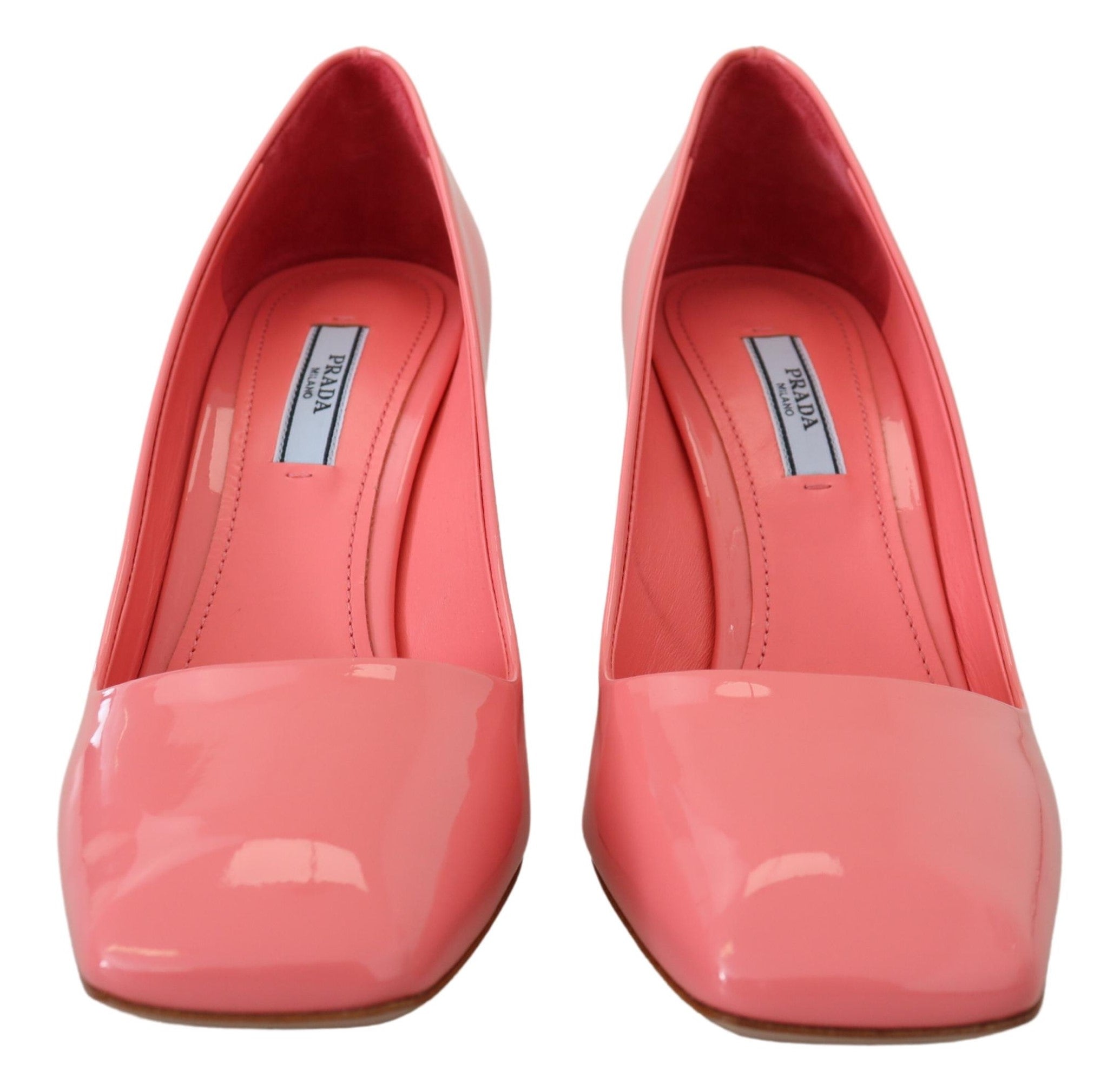 Pink Patent Leather Block Heels Pumps Classic - ventzia