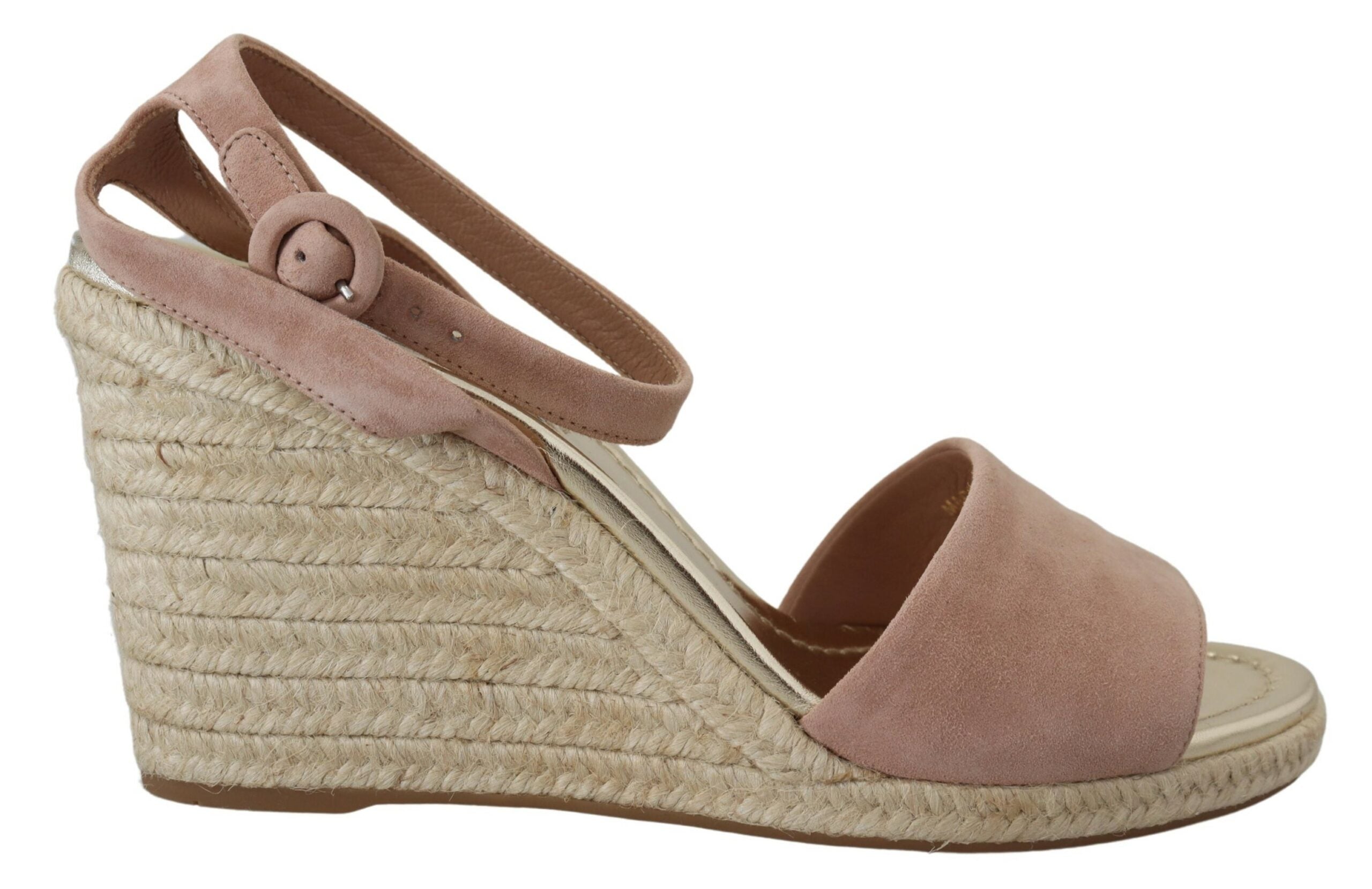 Pink Suede Leather Ankle Strap Sandals - ventzia