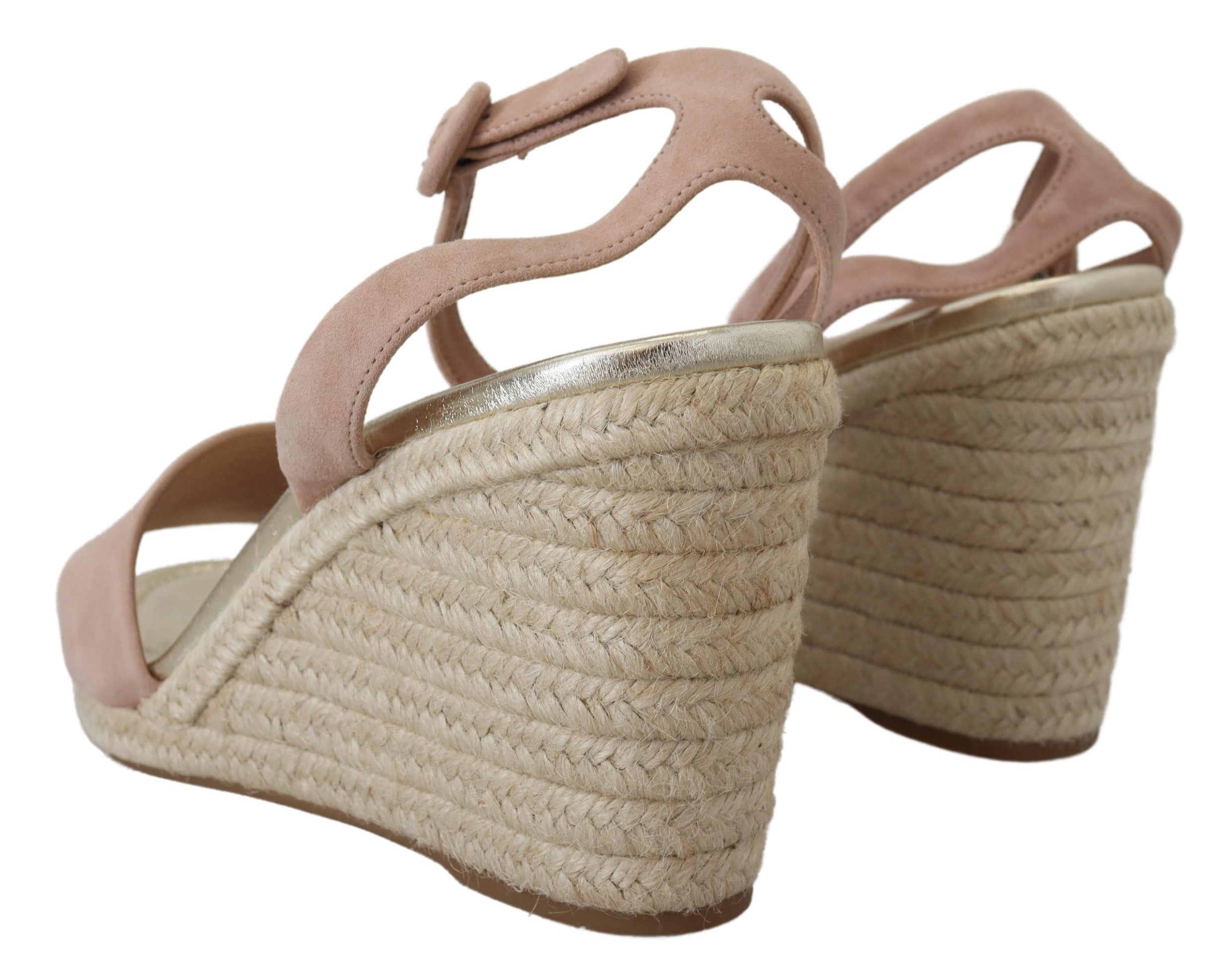 Pink Suede Leather Ankle Strap Sandals - ventzia