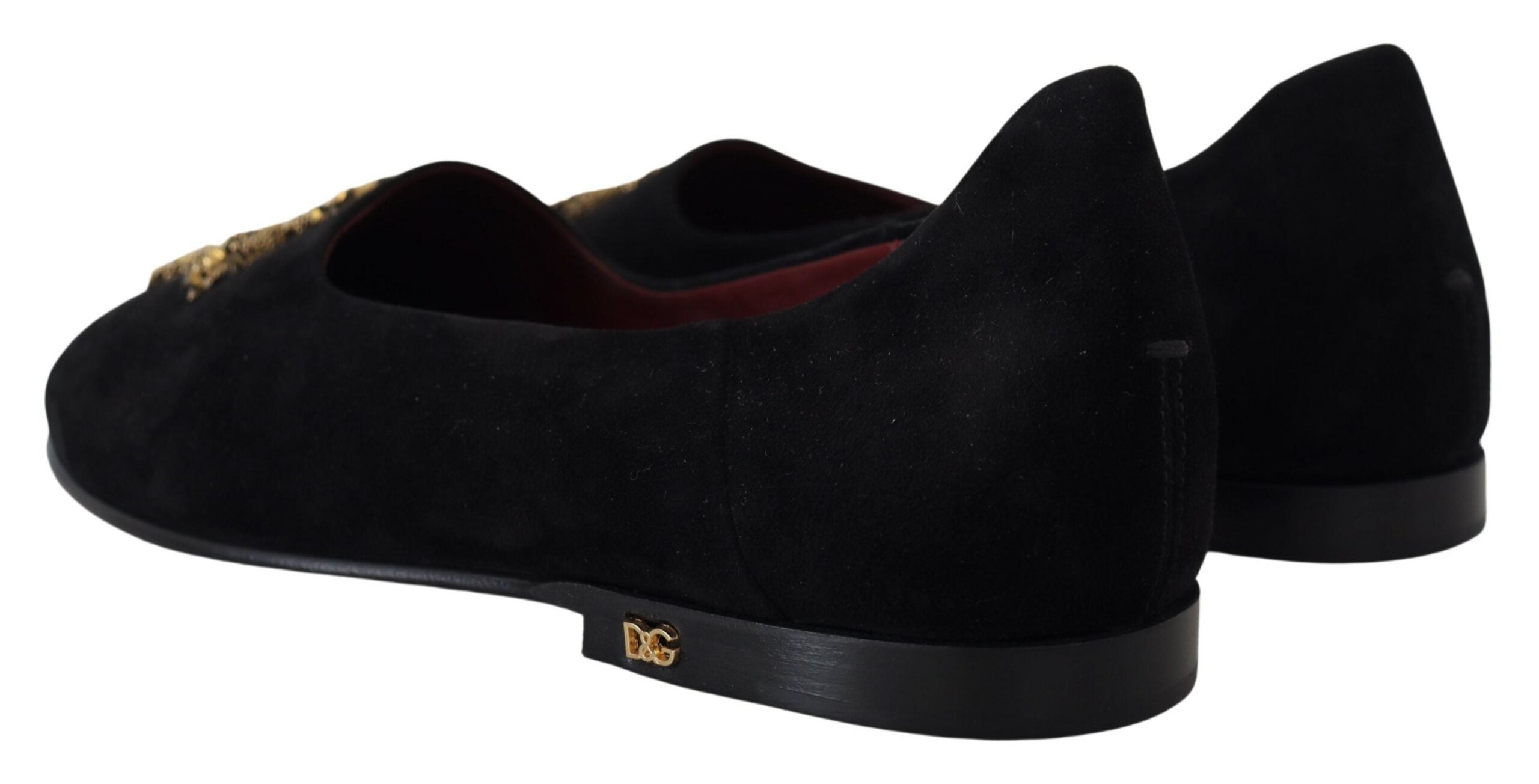 Black Suede Gold Cross Slip On Loafers Shoes - ventzia