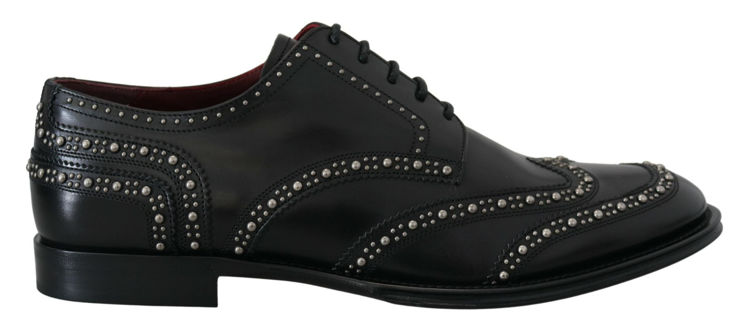Black Leather Derby Dress Studded Shoes - ventzia
