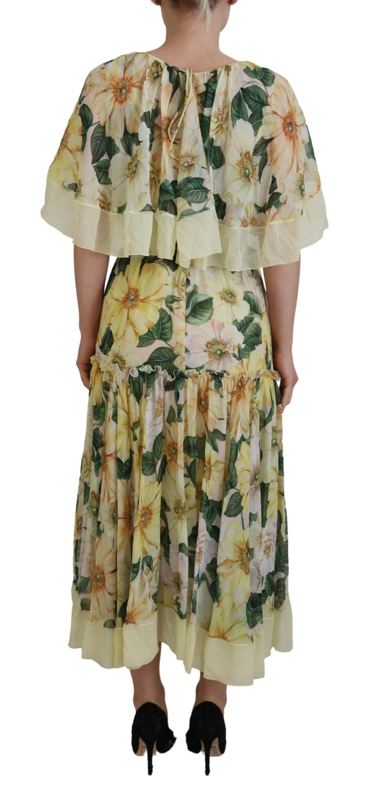 Multicolor Silk Floral Print Long Maxi Dress - ventzia