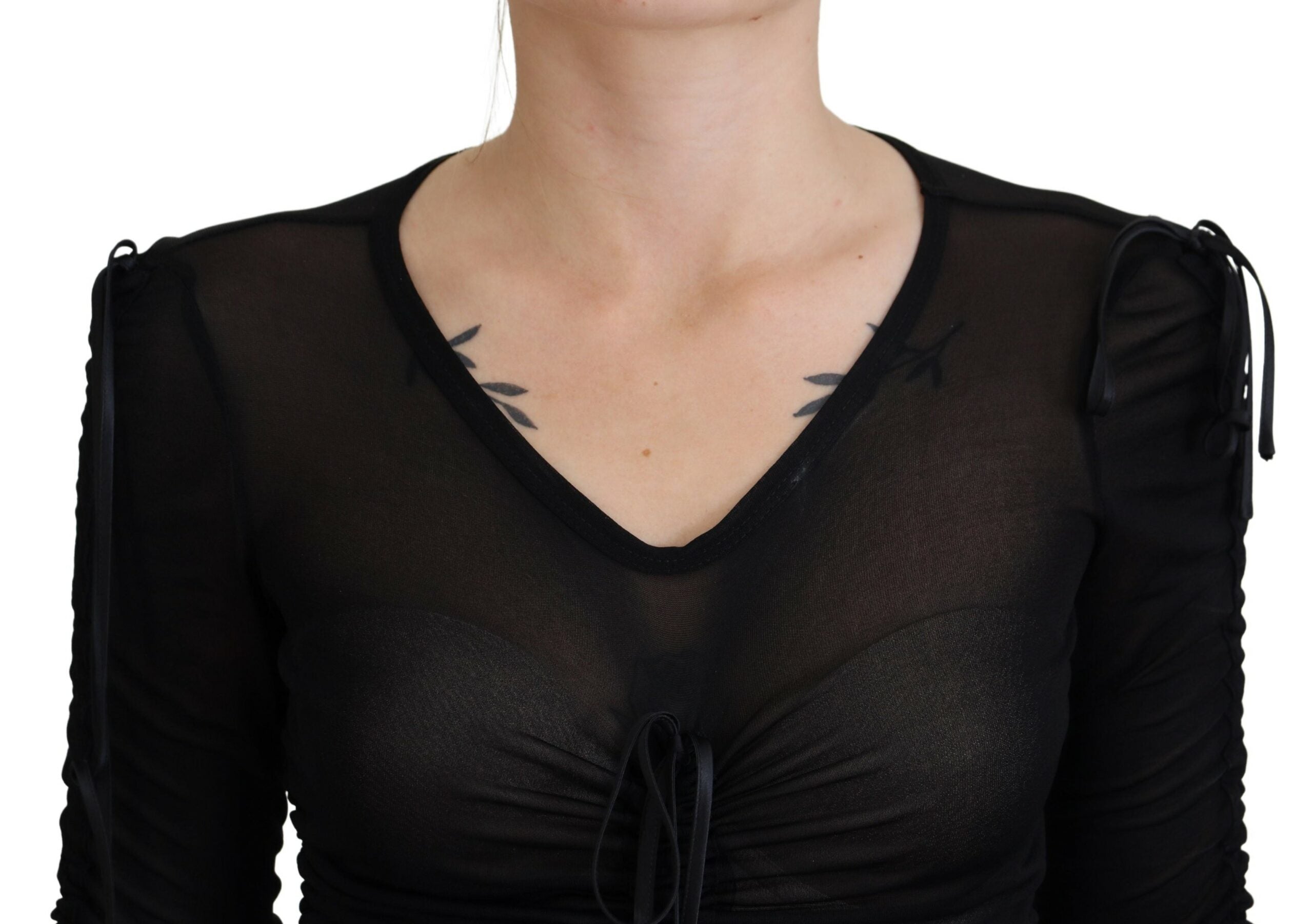 Black Viscose Bodycon Sheath Midi Dress - ventzia