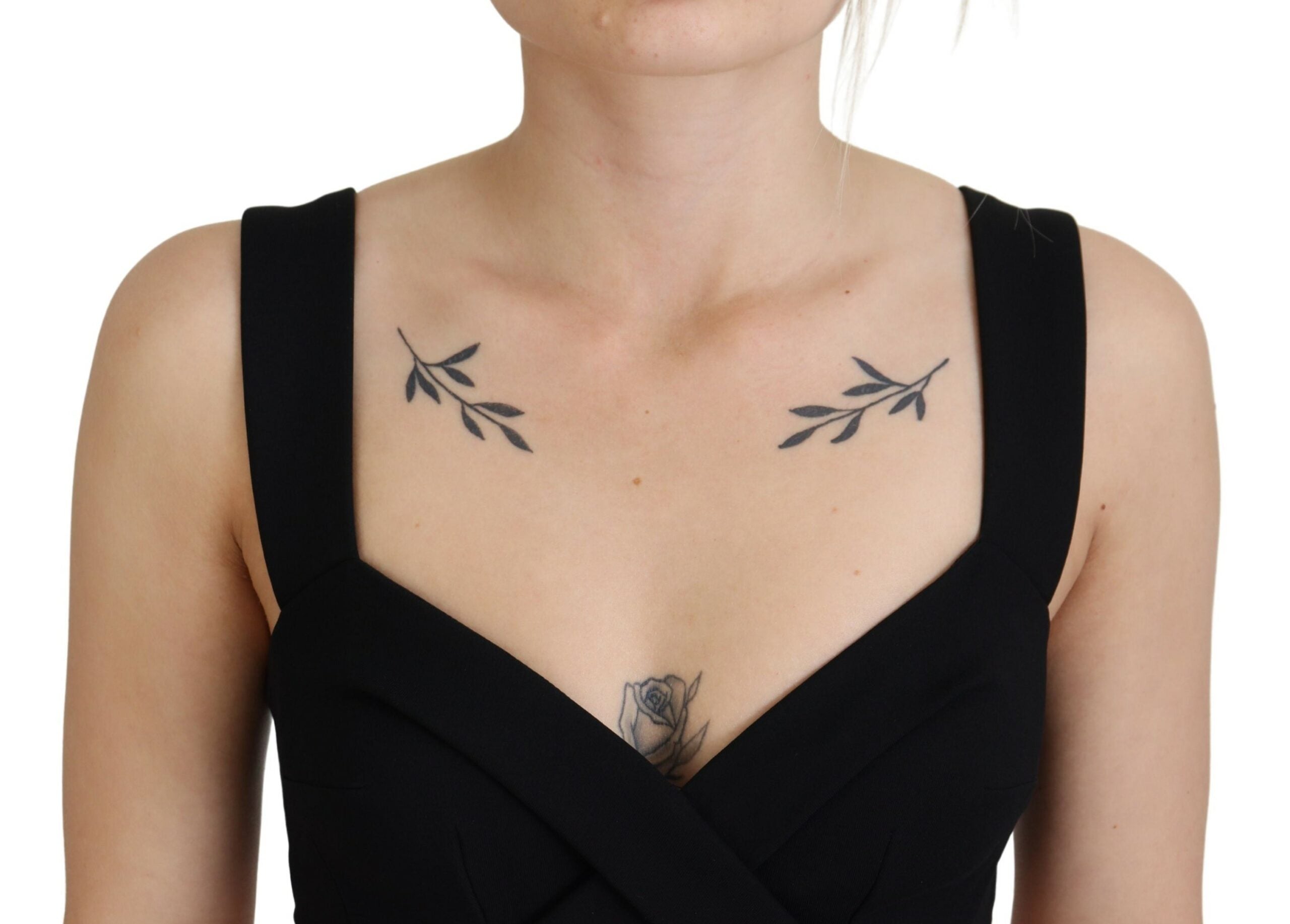 Black Viscose Bodycon Sheath Midi Dress - ventzia
