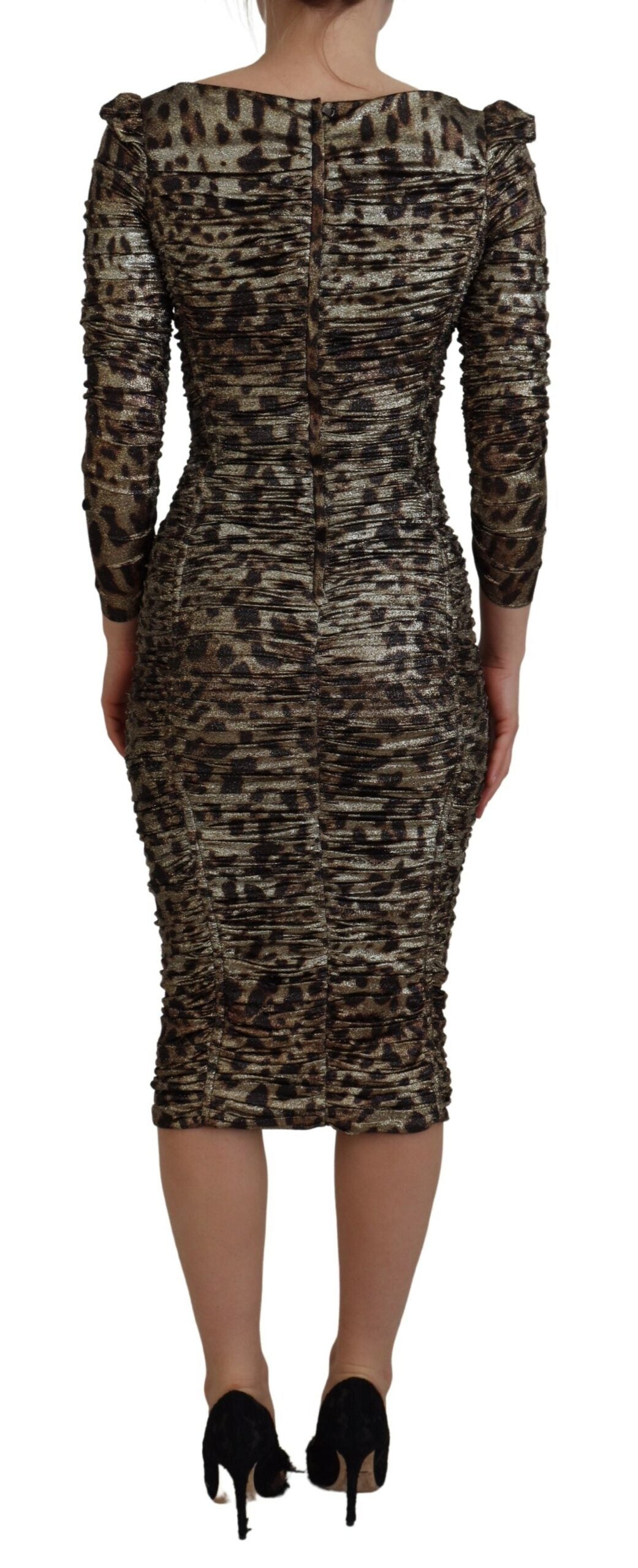 Multicolor Leopard Bodycon Sheath Midi Dress - ventzia