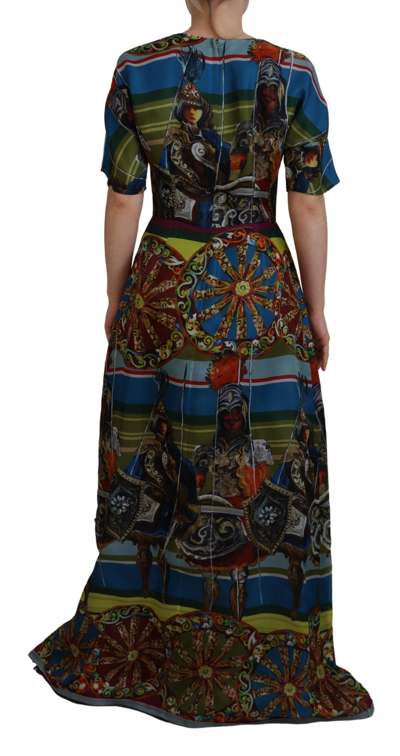 Multicolor Sicily Silk A-line Long Gown Dress - ventzia
