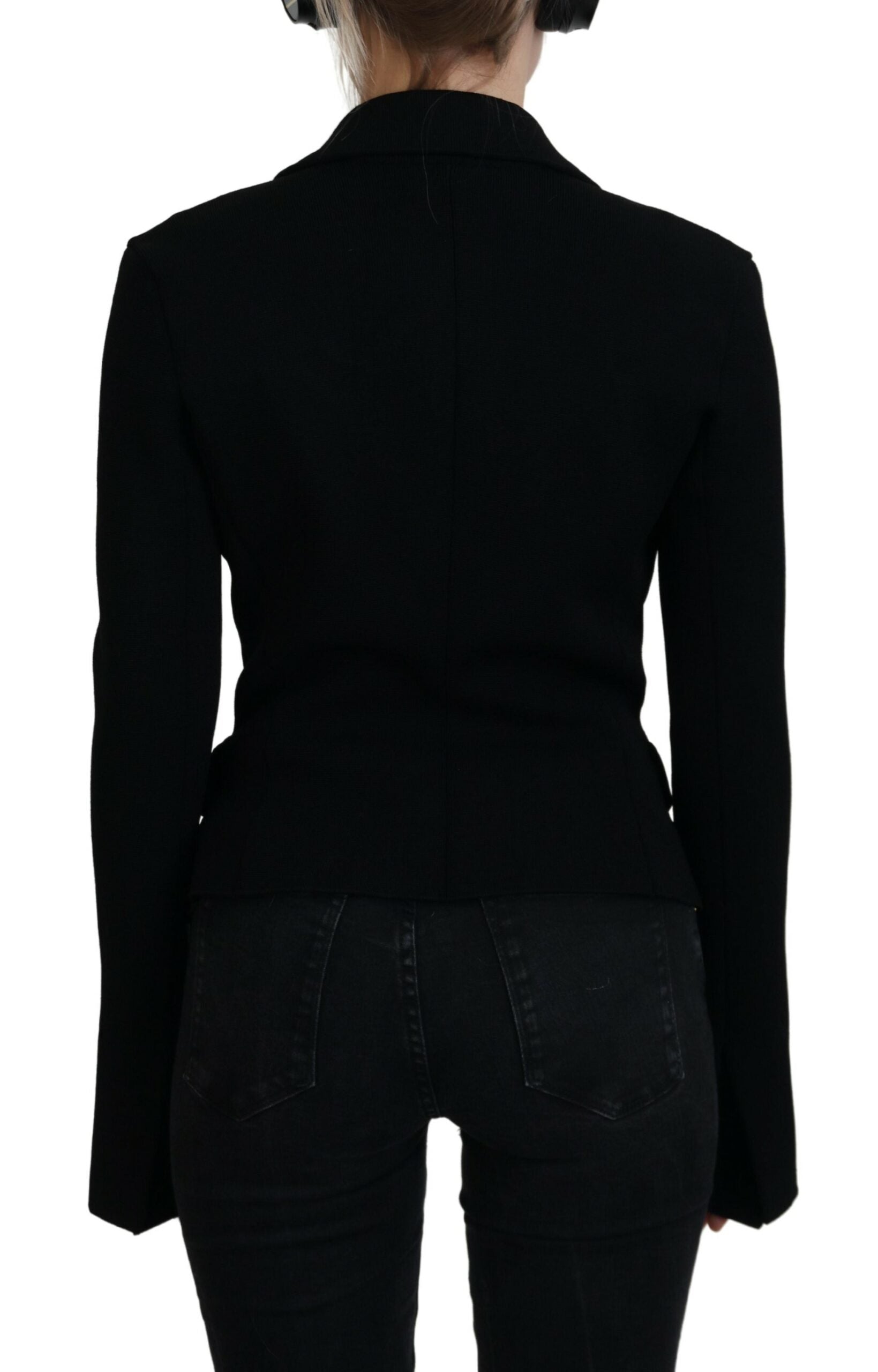Black Button Cardigan Blazer Viscose Jacket - ventzia