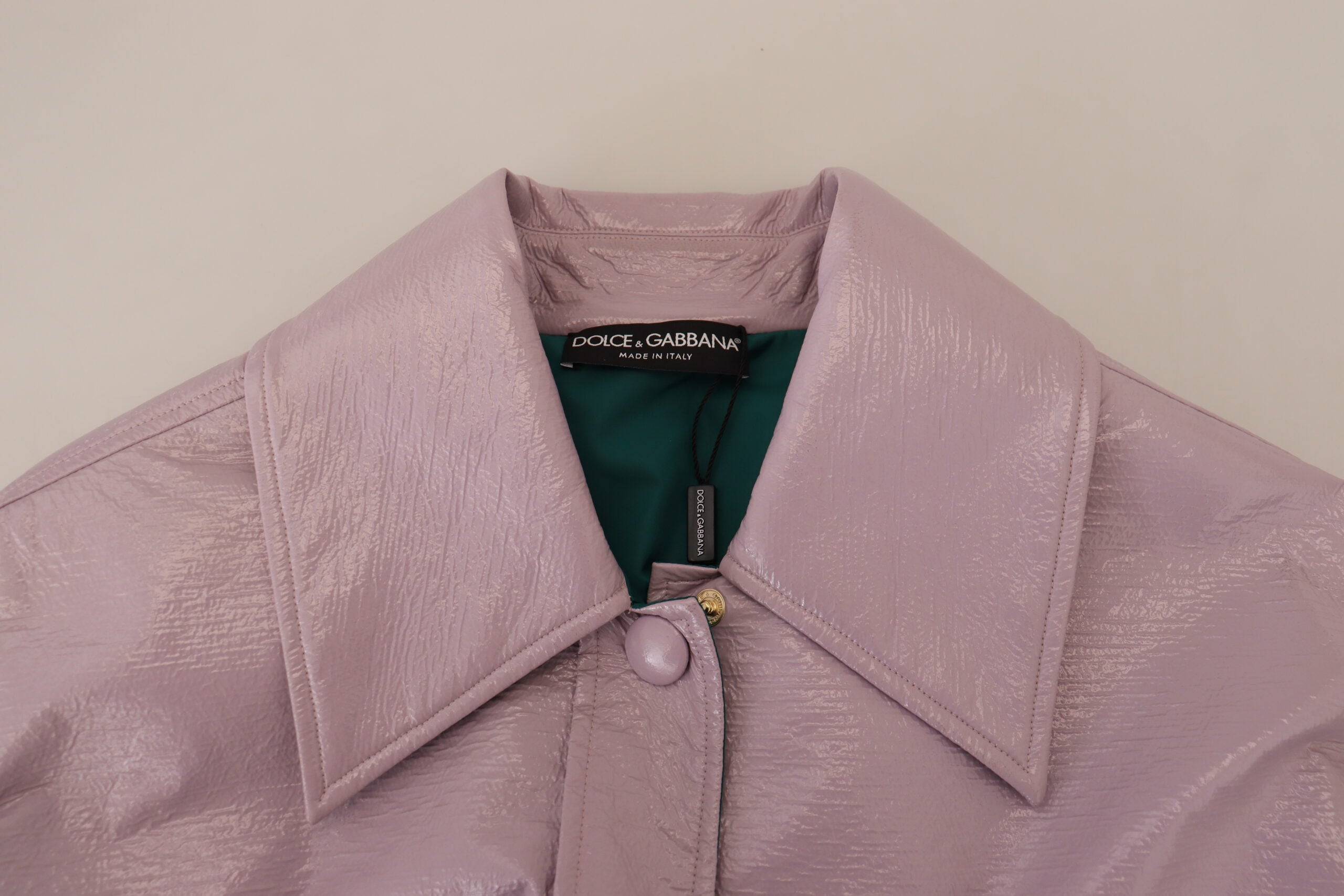 Purple Cotton Button Down Cropped Jacket - ventzia