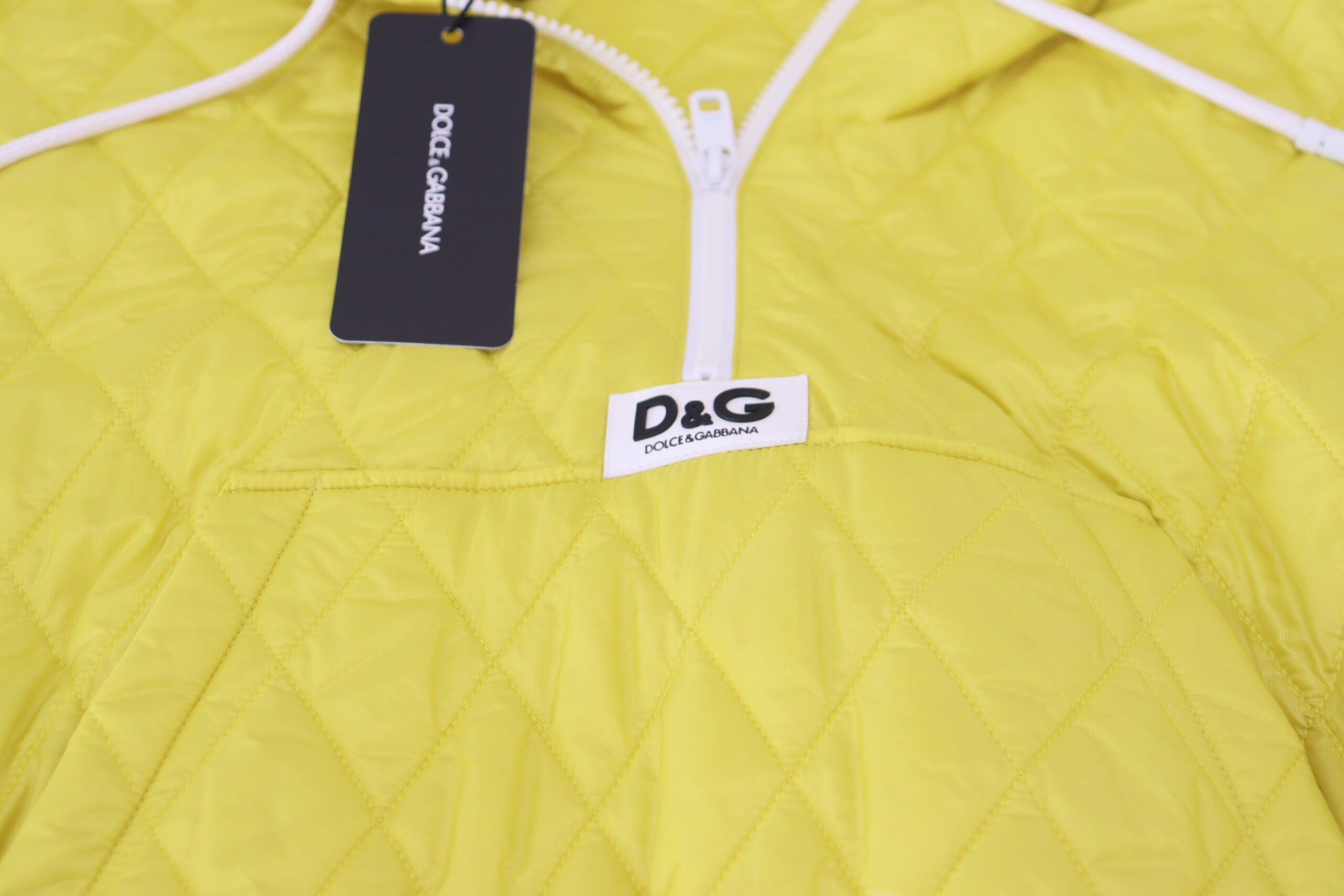 Yellow Nylon Quilted Hooded Pullover Jacket - ventzia