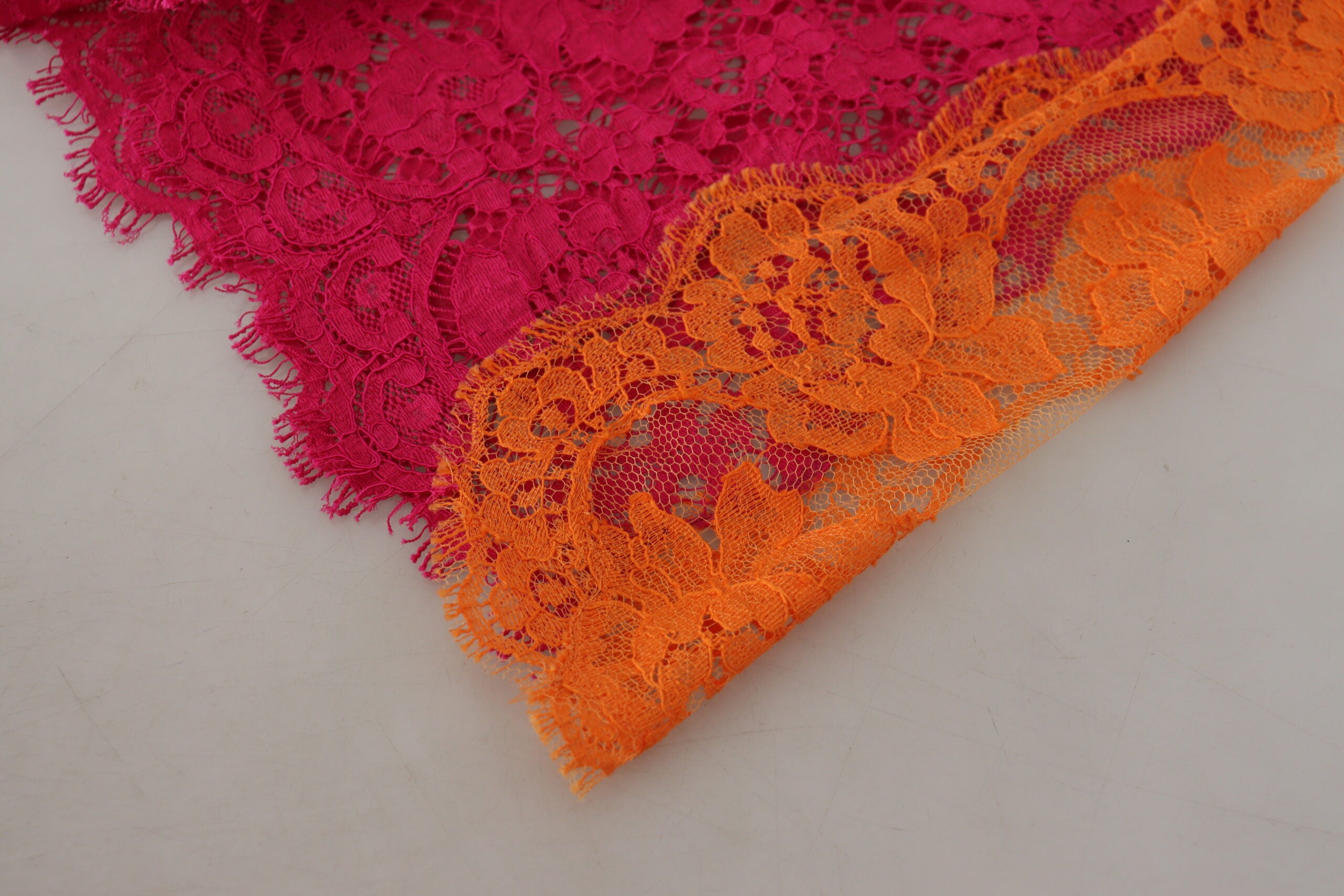 Pink Orange Lace Cotton High Waist Shorts - ventzia