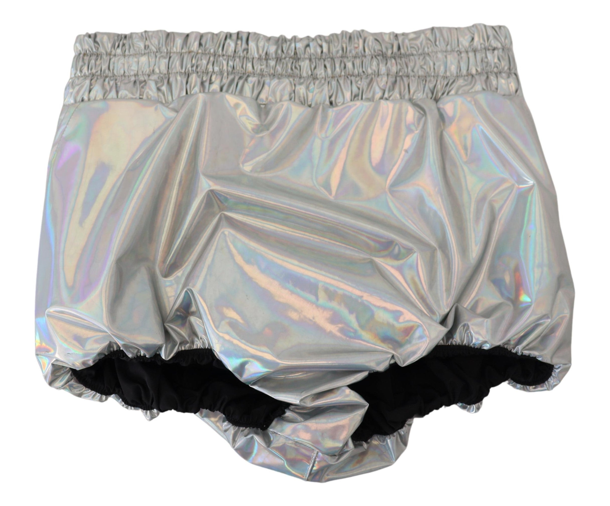 Silver Holographic High Waist Hot Pants Shorts - ventzia