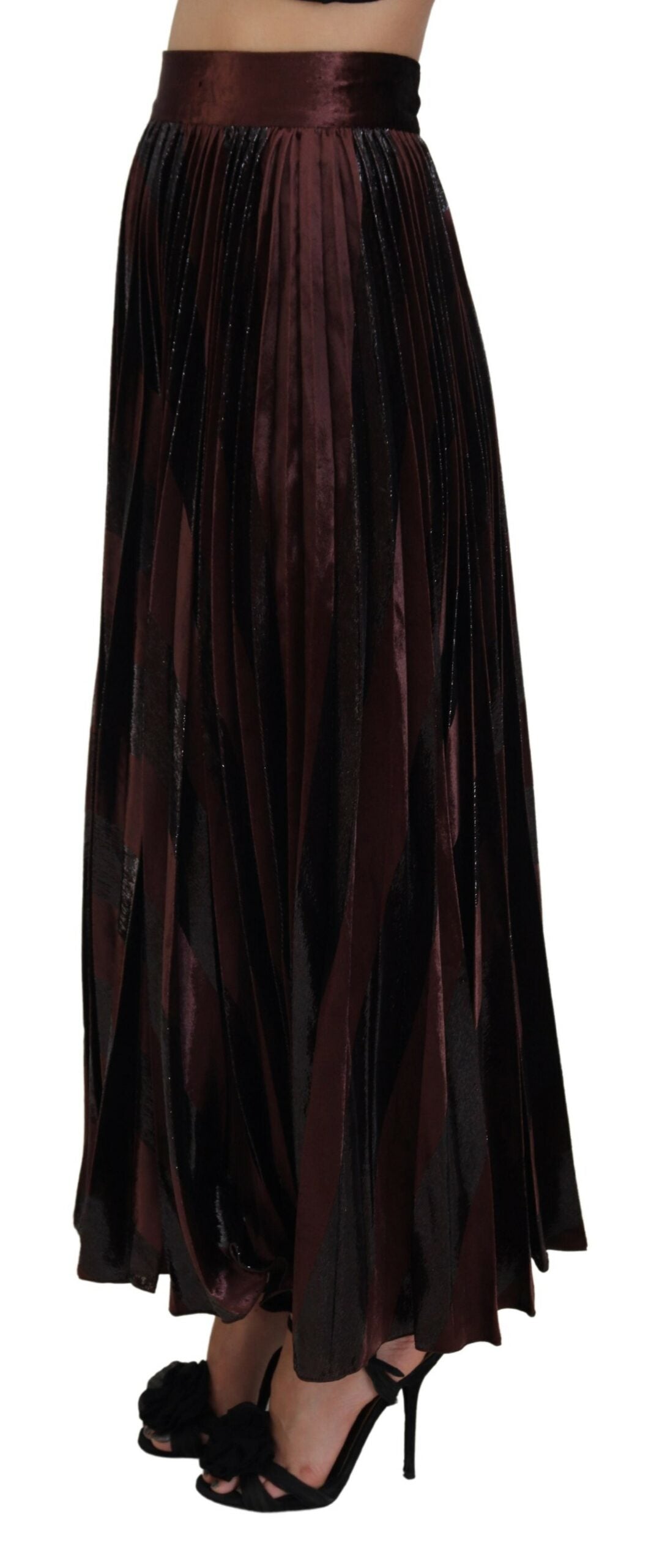 Brown Polyester High Waist A-line Maxi Skirt - ventzia