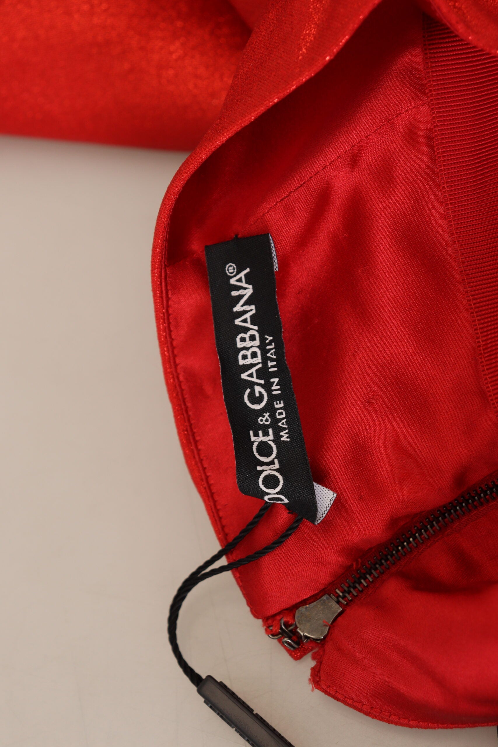 Metallic Red High Waist Polyester Mini Skirt - ventzia