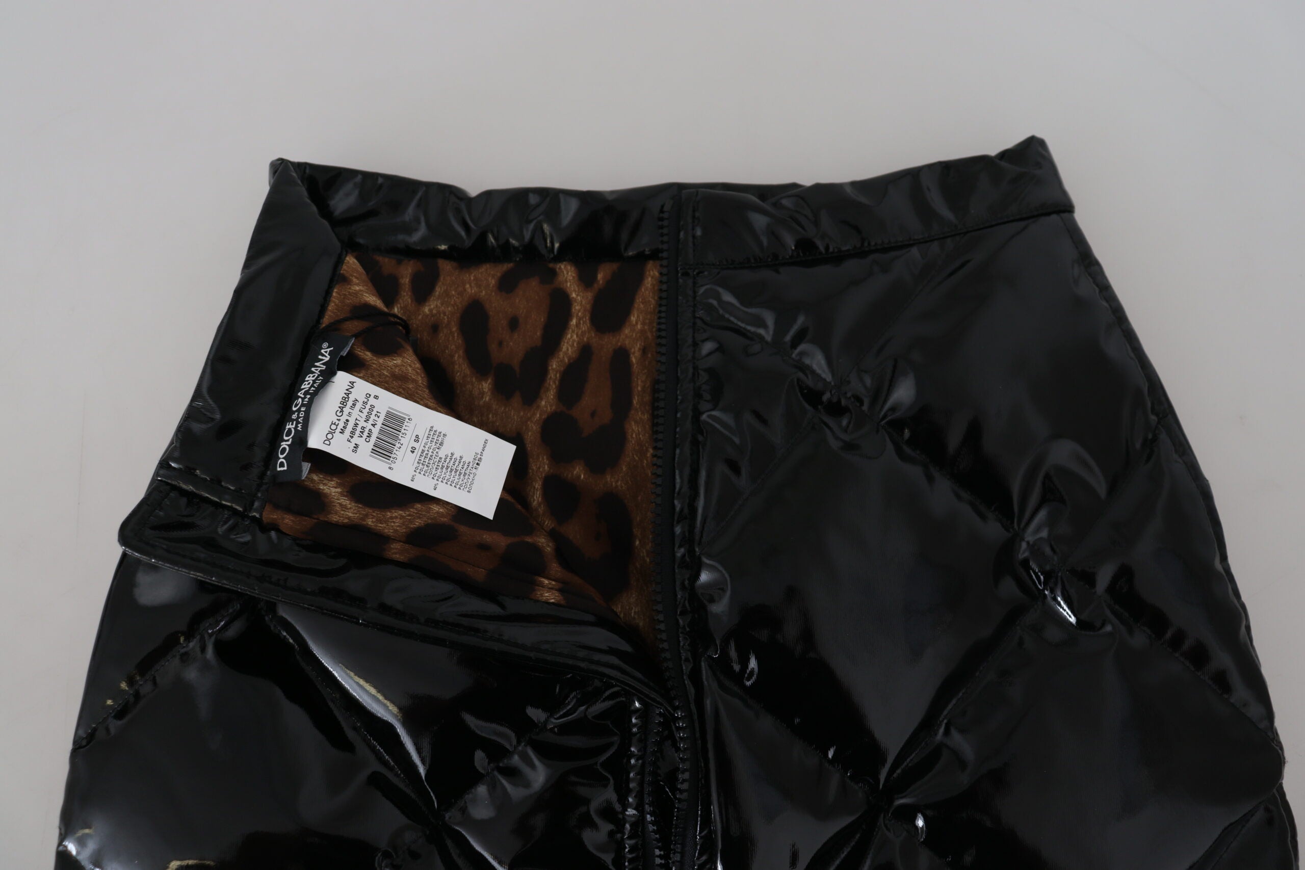 Shiny Black High Waist A-line Mini Skirt - ventzia