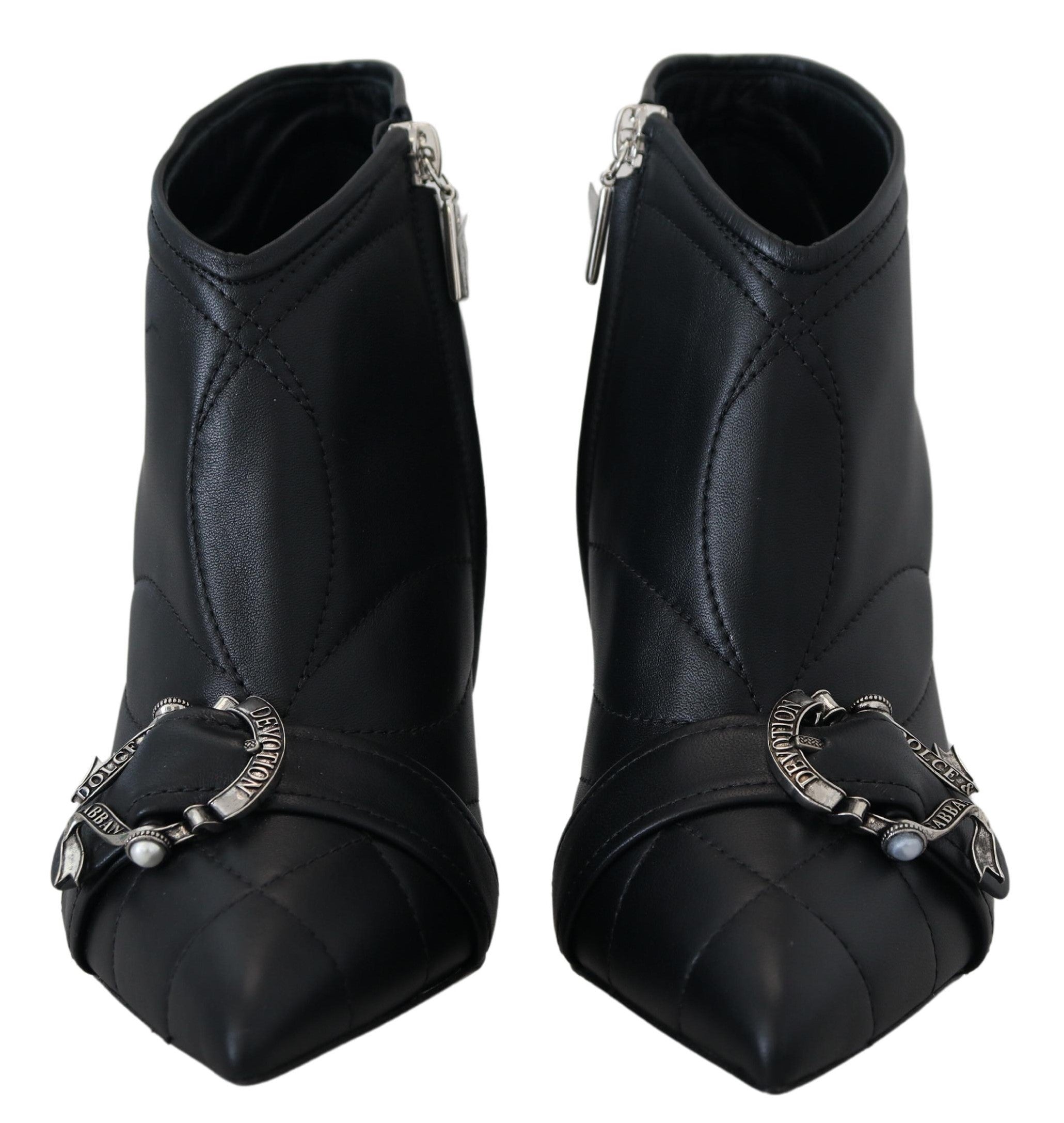 Black Devotion Quilted Buckled Ankle Boots Shoes - ventzia