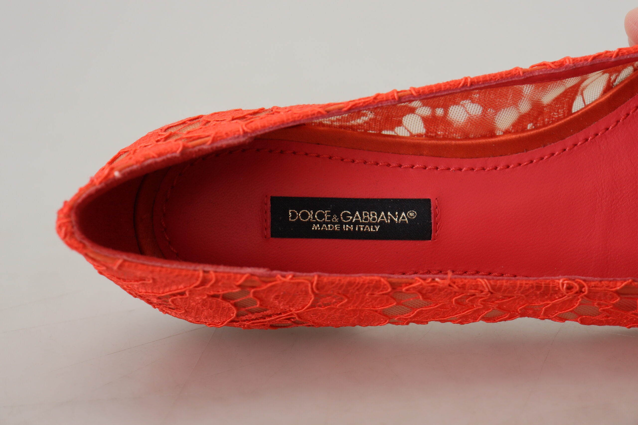 Red Taormina Lace Crystals Ballet Flats Shoes - ventzia
