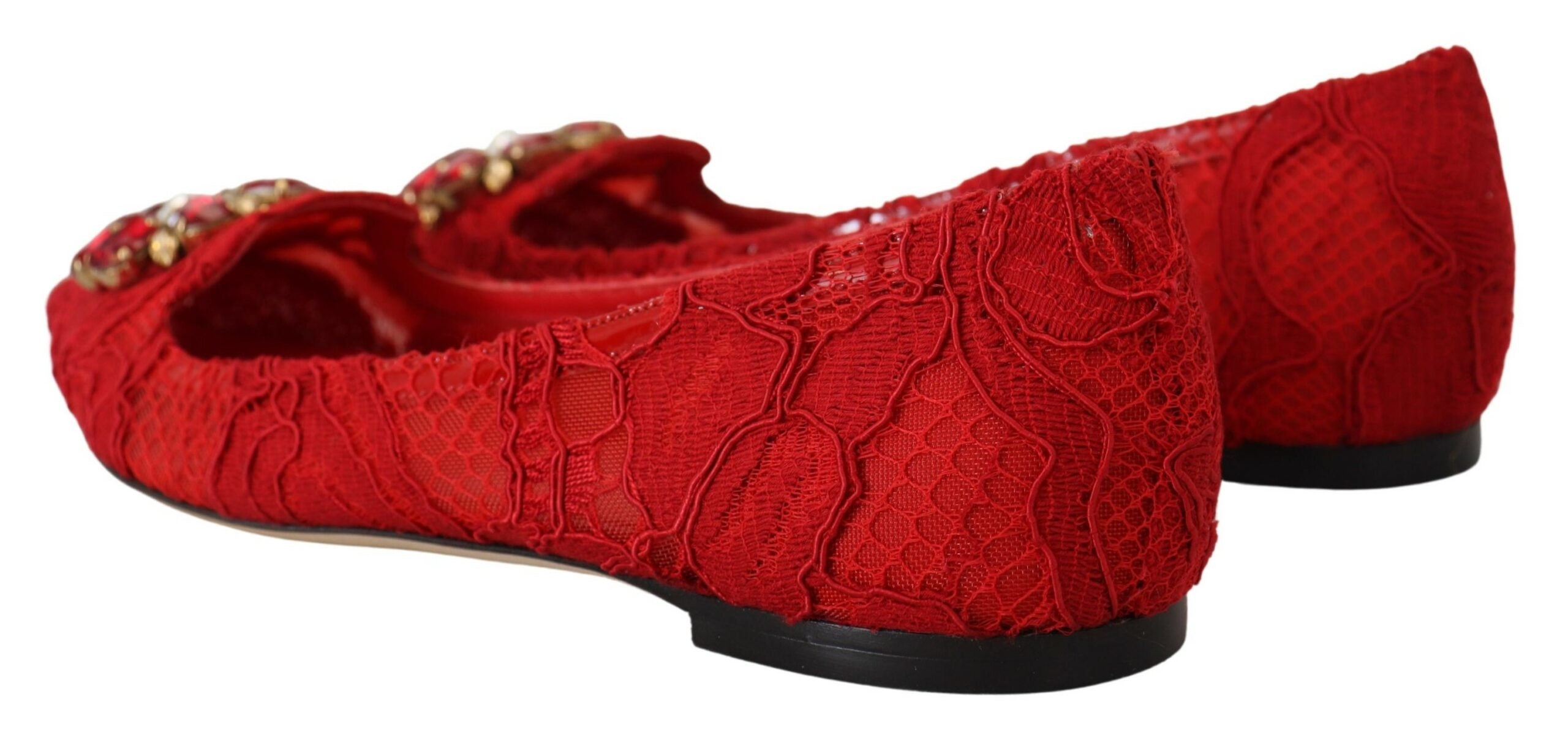 Red Taormina Crystals Loafers Flats Shoes - ventzia