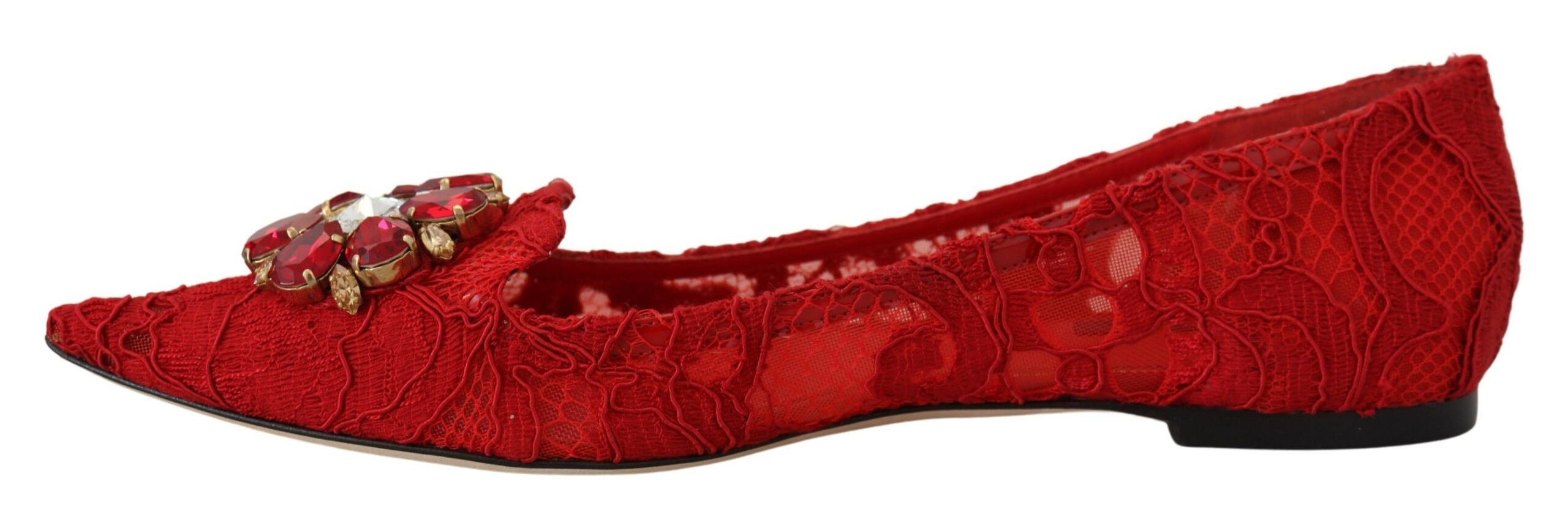 Red Taormina Crystals Loafers Flats Shoes - ventzia