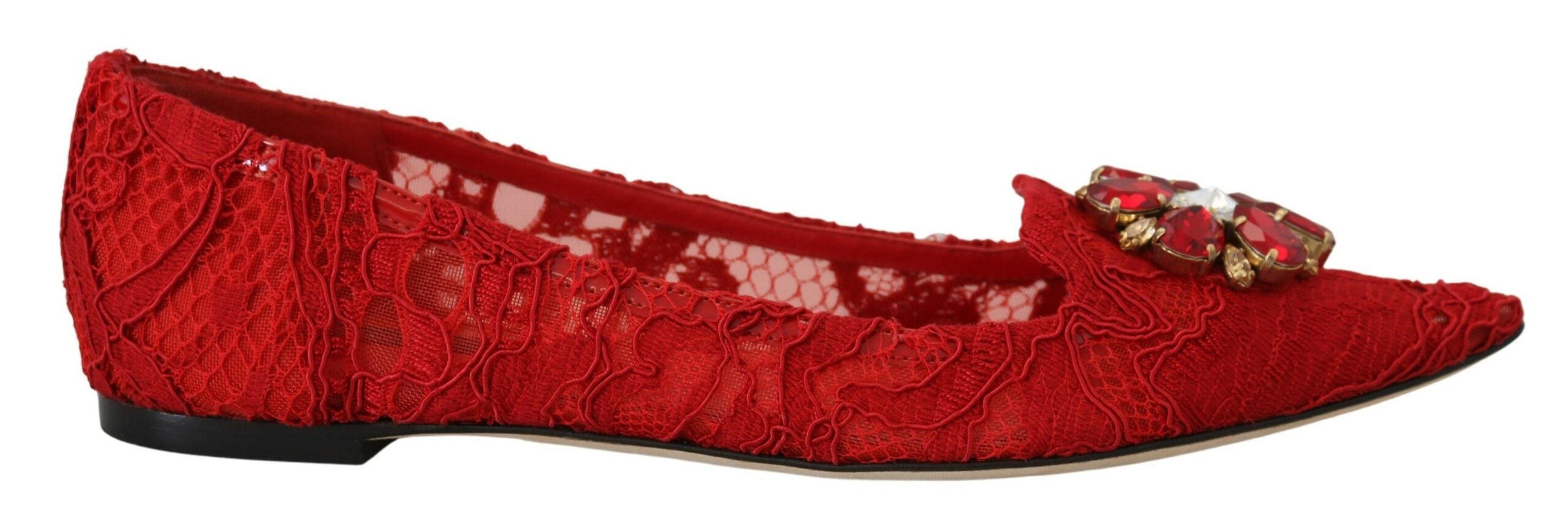 Red Taormina Crystals Loafers Flats Shoes - ventzia