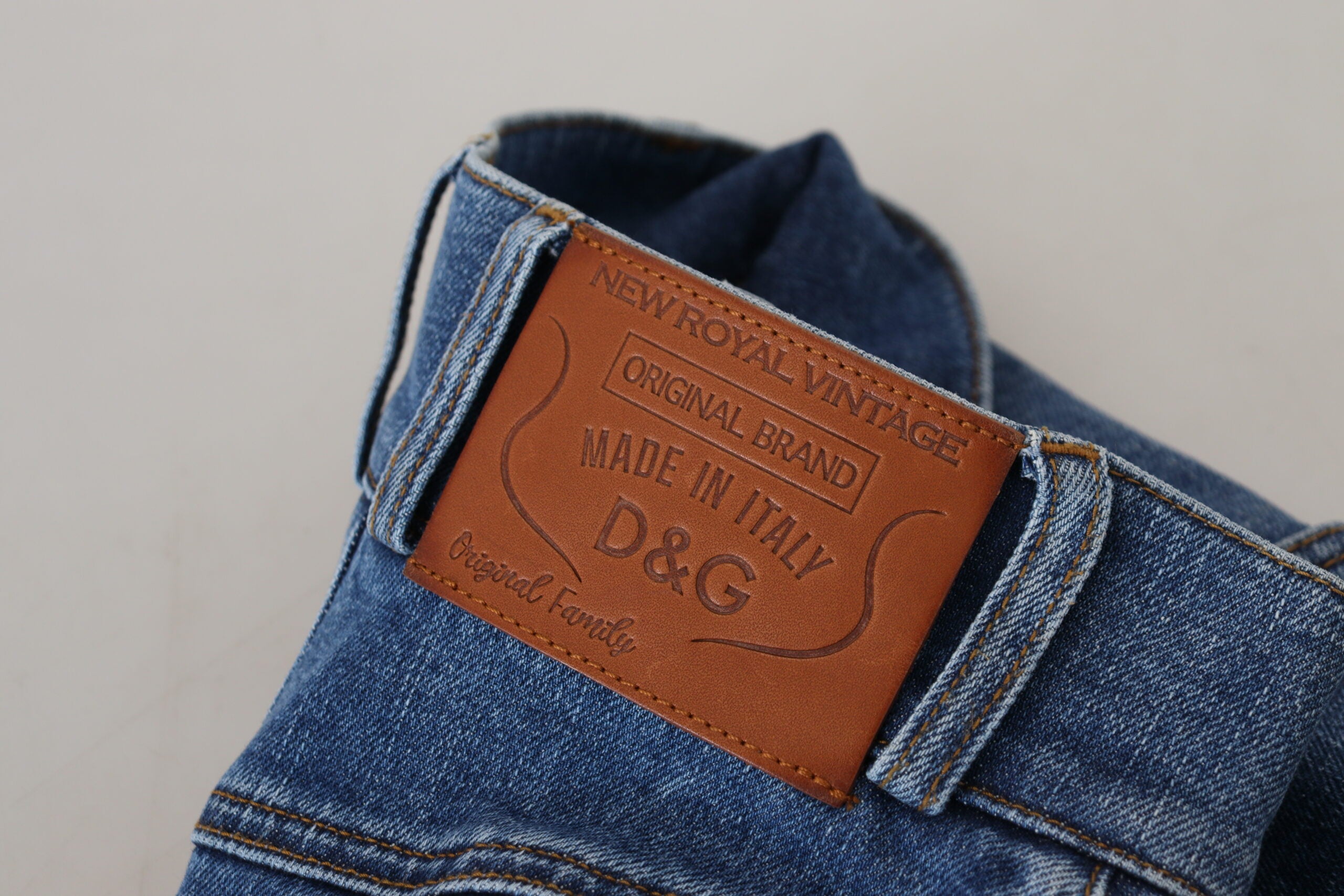 Blue High Waist Denim Cotton Stretch Jeans - ventzia