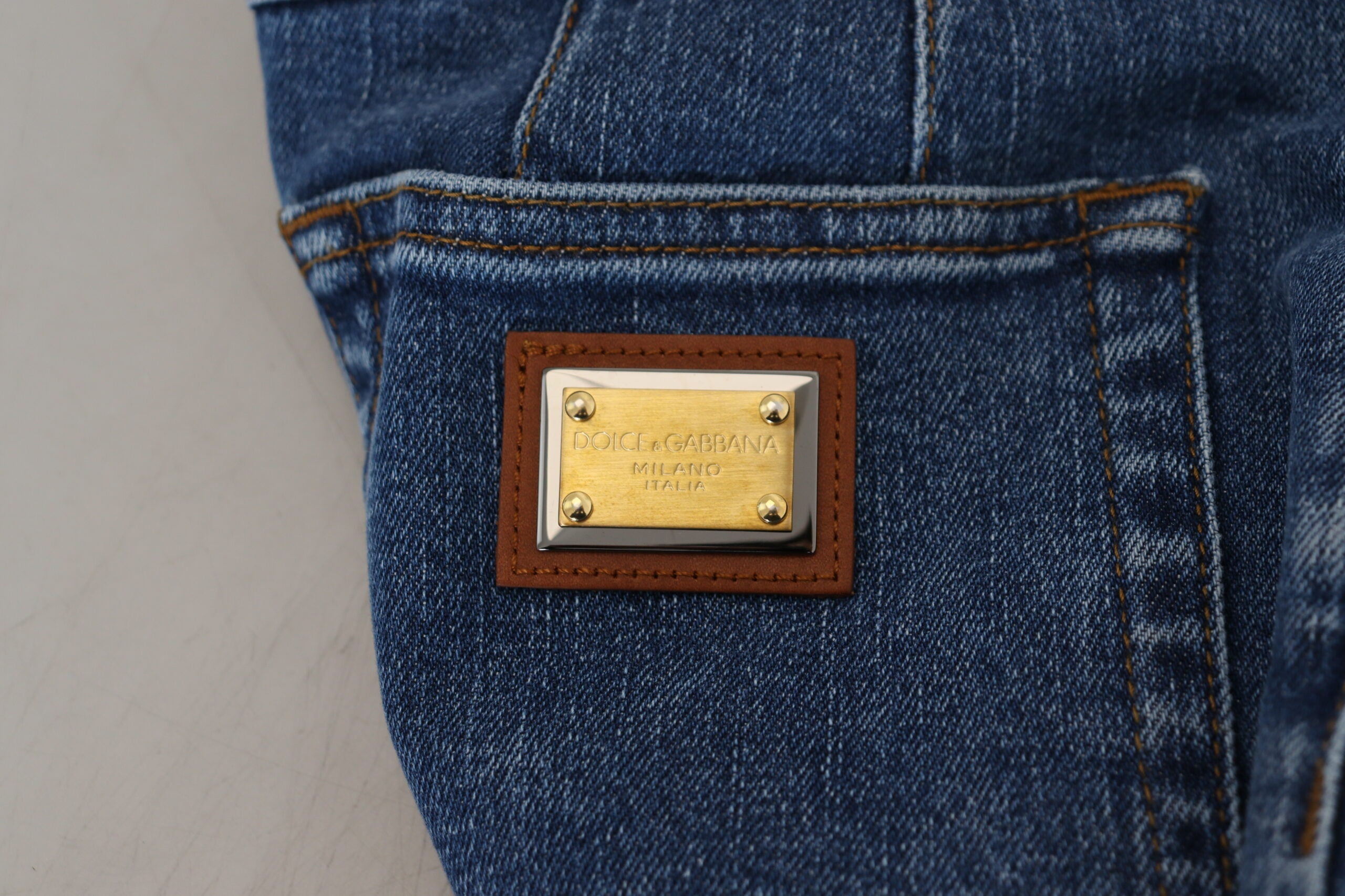 Blue High Waist Denim Cotton Stretch Jeans - ventzia