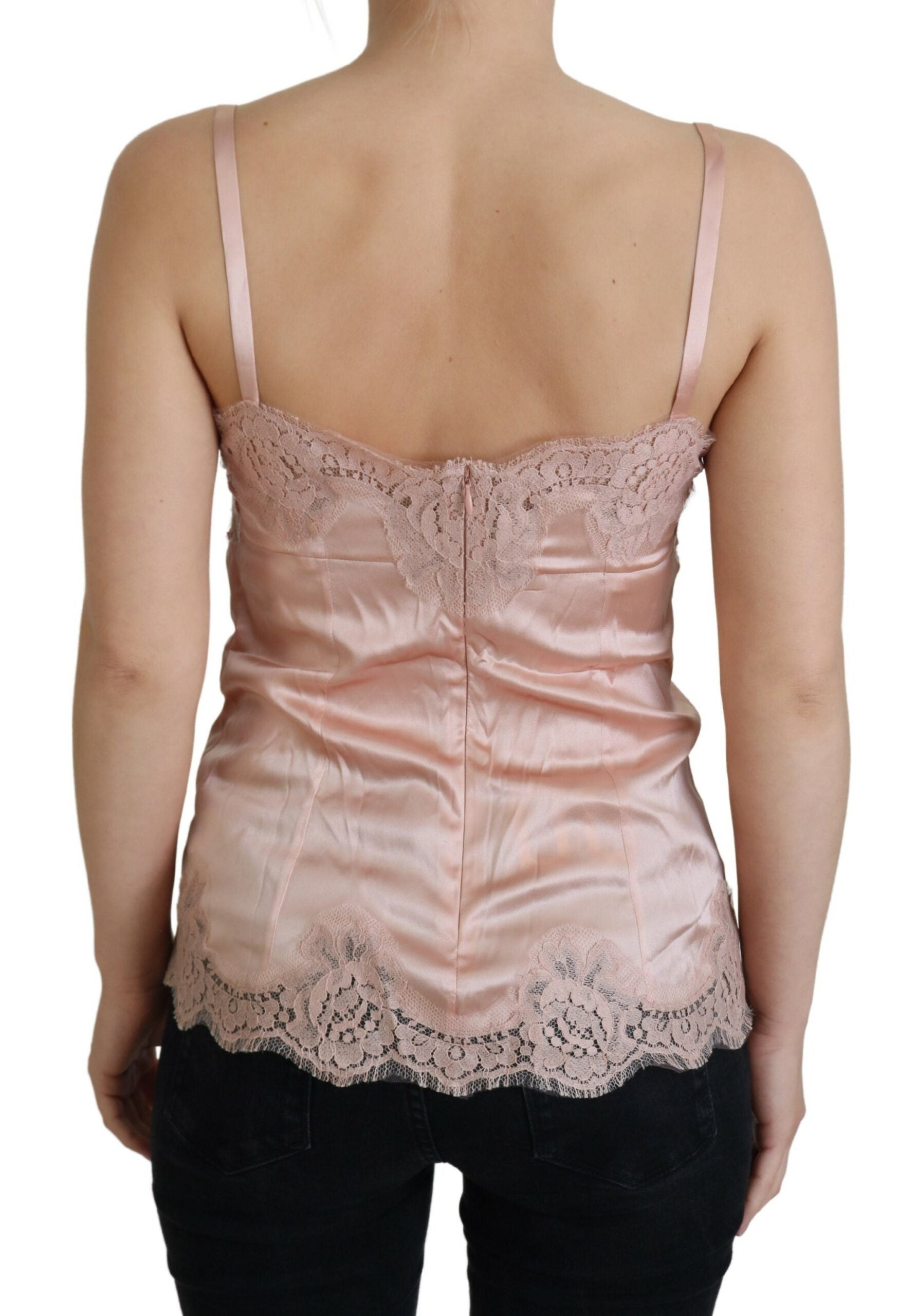 Pink Satin Lace Roses Tank Top Lingerie - ventzia