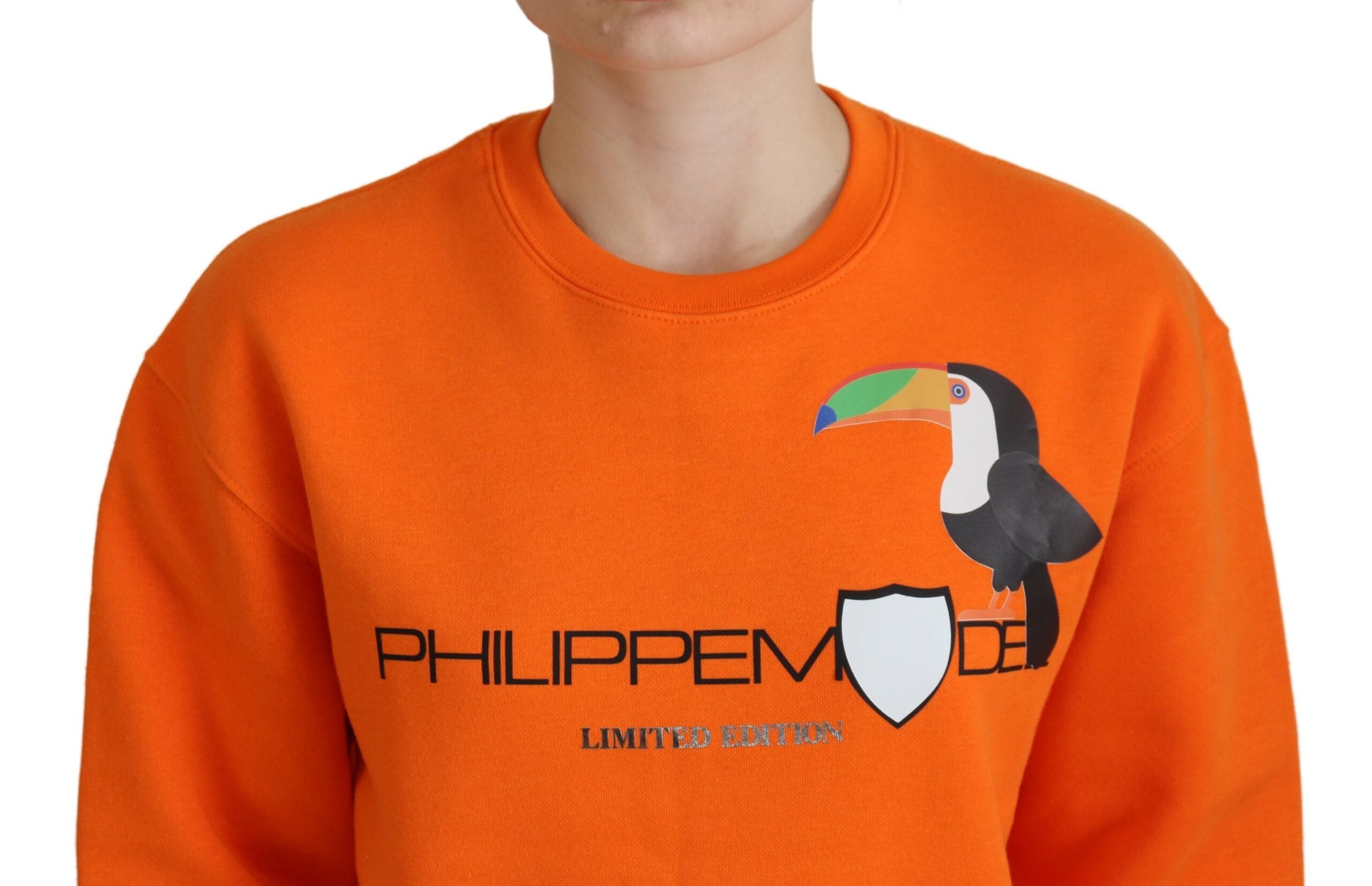 Orange Printed Long Sleeves Pullover Sweater