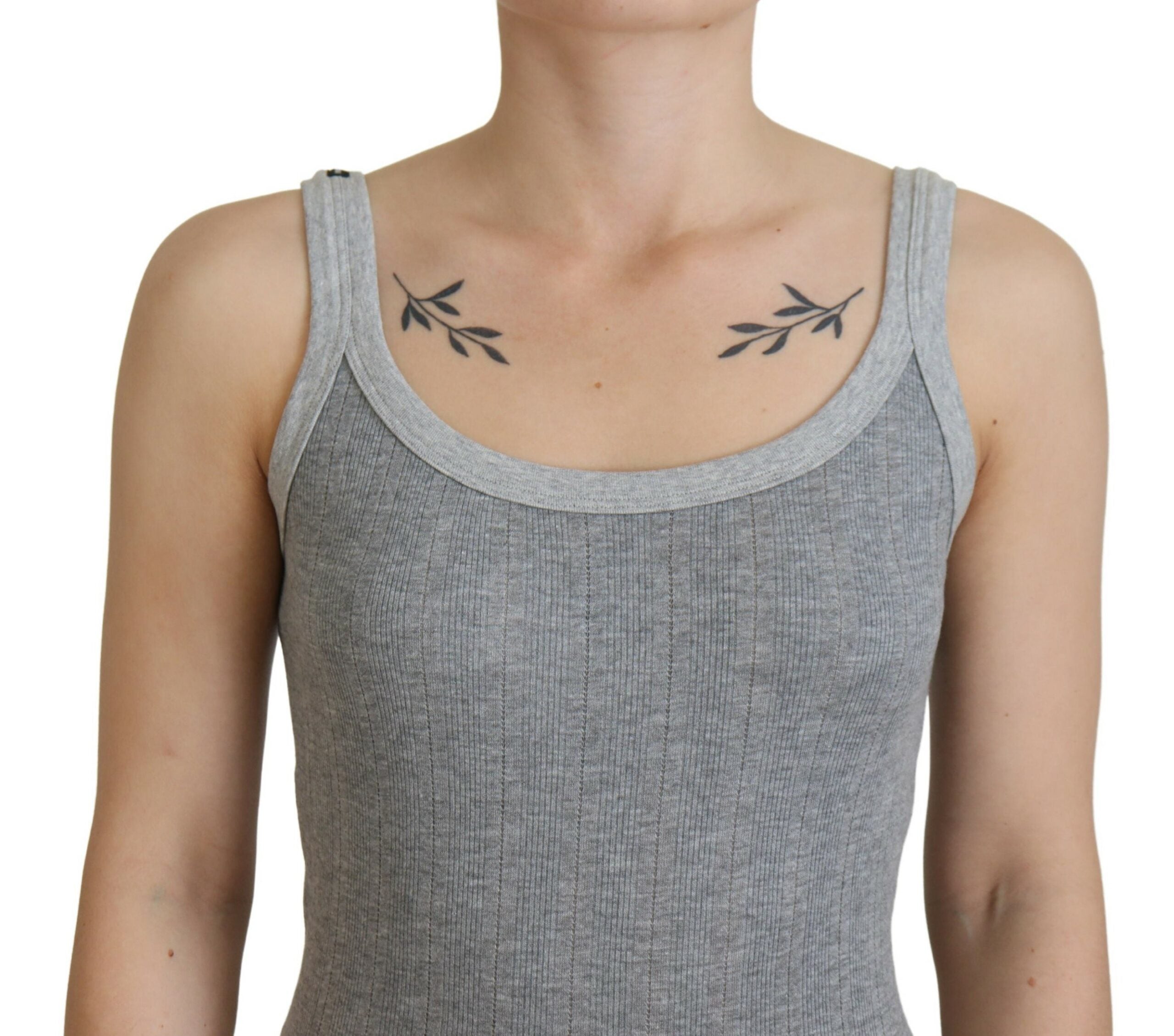 Gray Cotton Modal Canotta Tank Top T-shirt - ventzia
