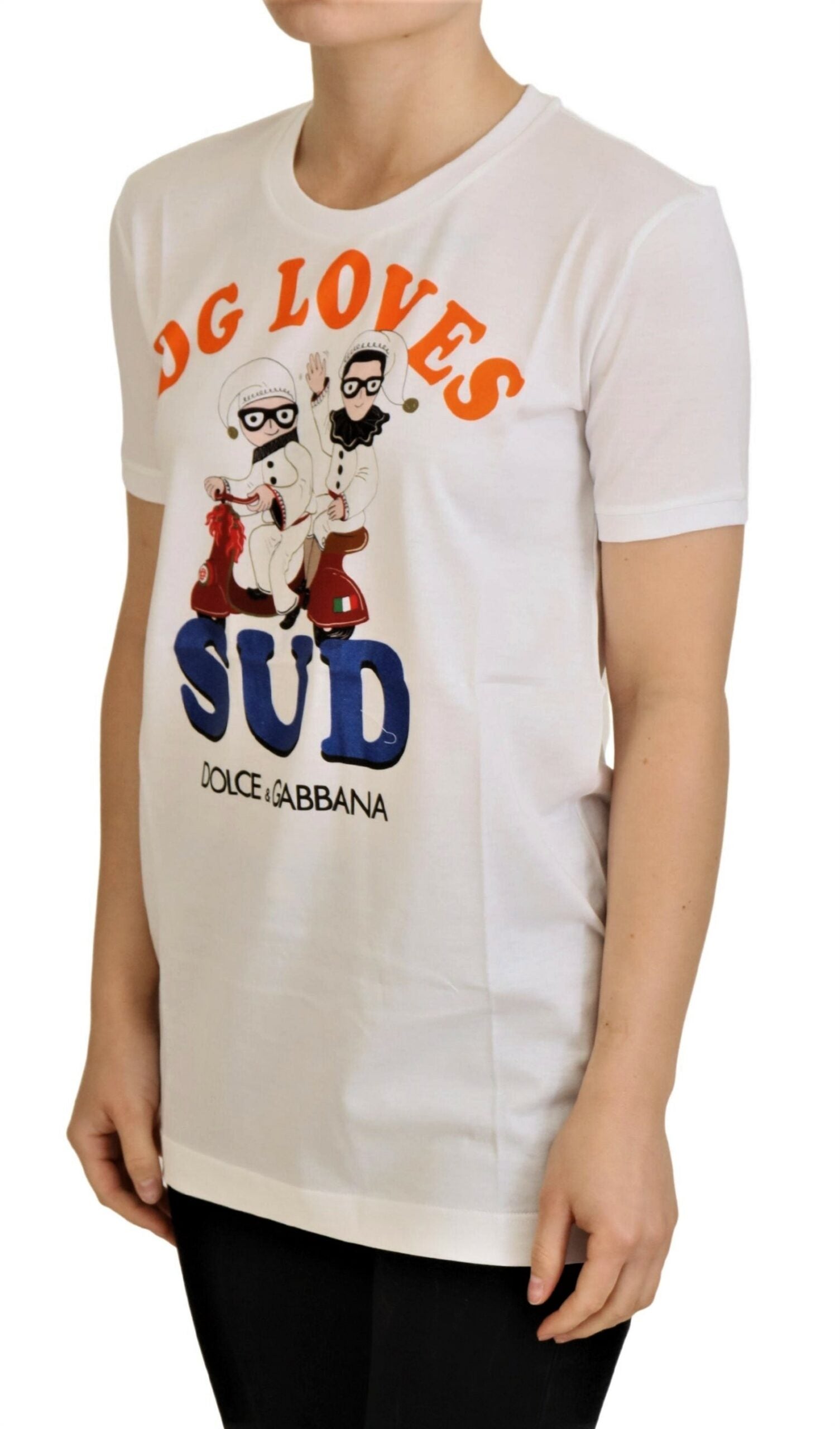 White Cotton DG Loves SUD T-shirt - ventzia