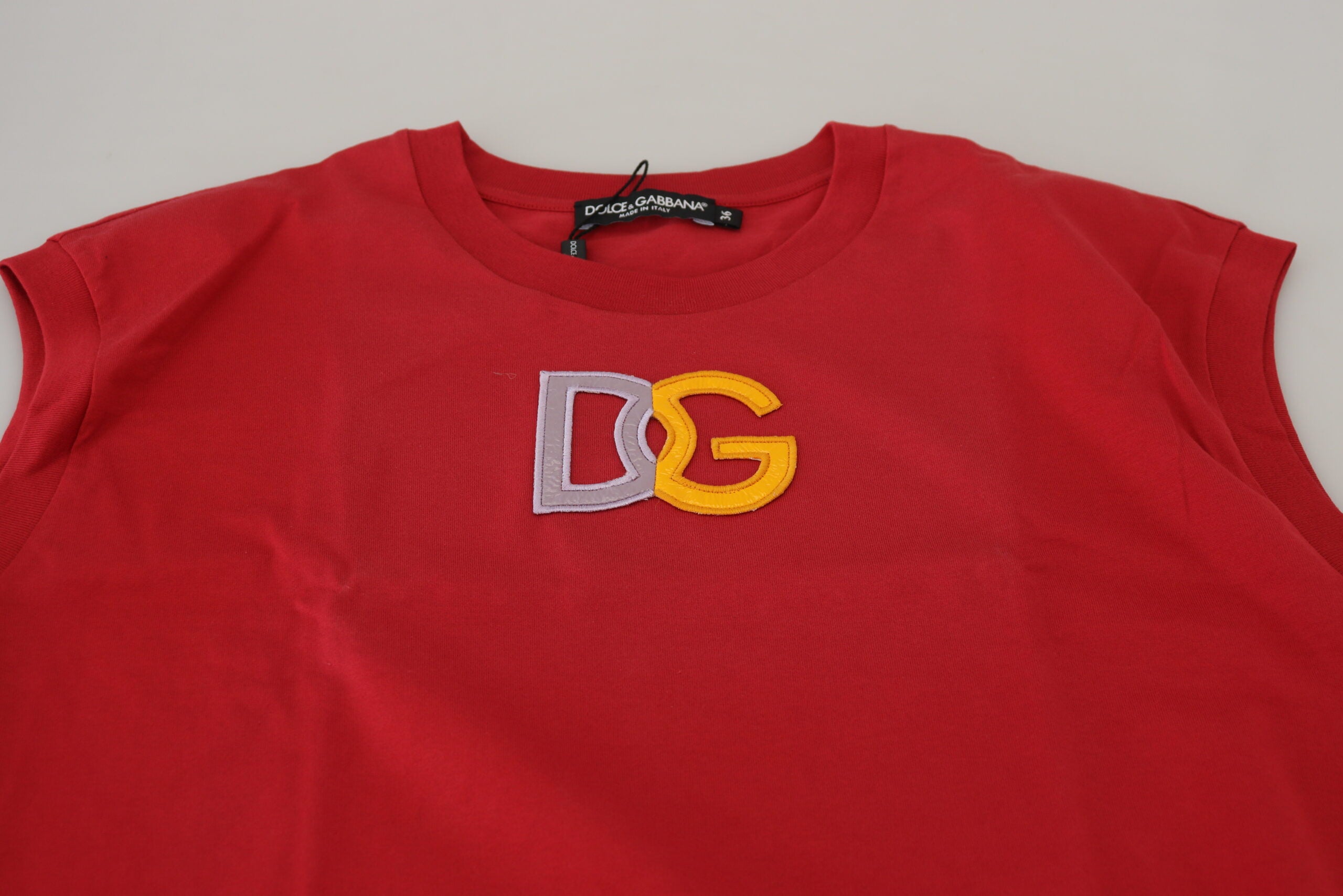 Red Cotton DG Logo Tank Top T-shirt - ventzia