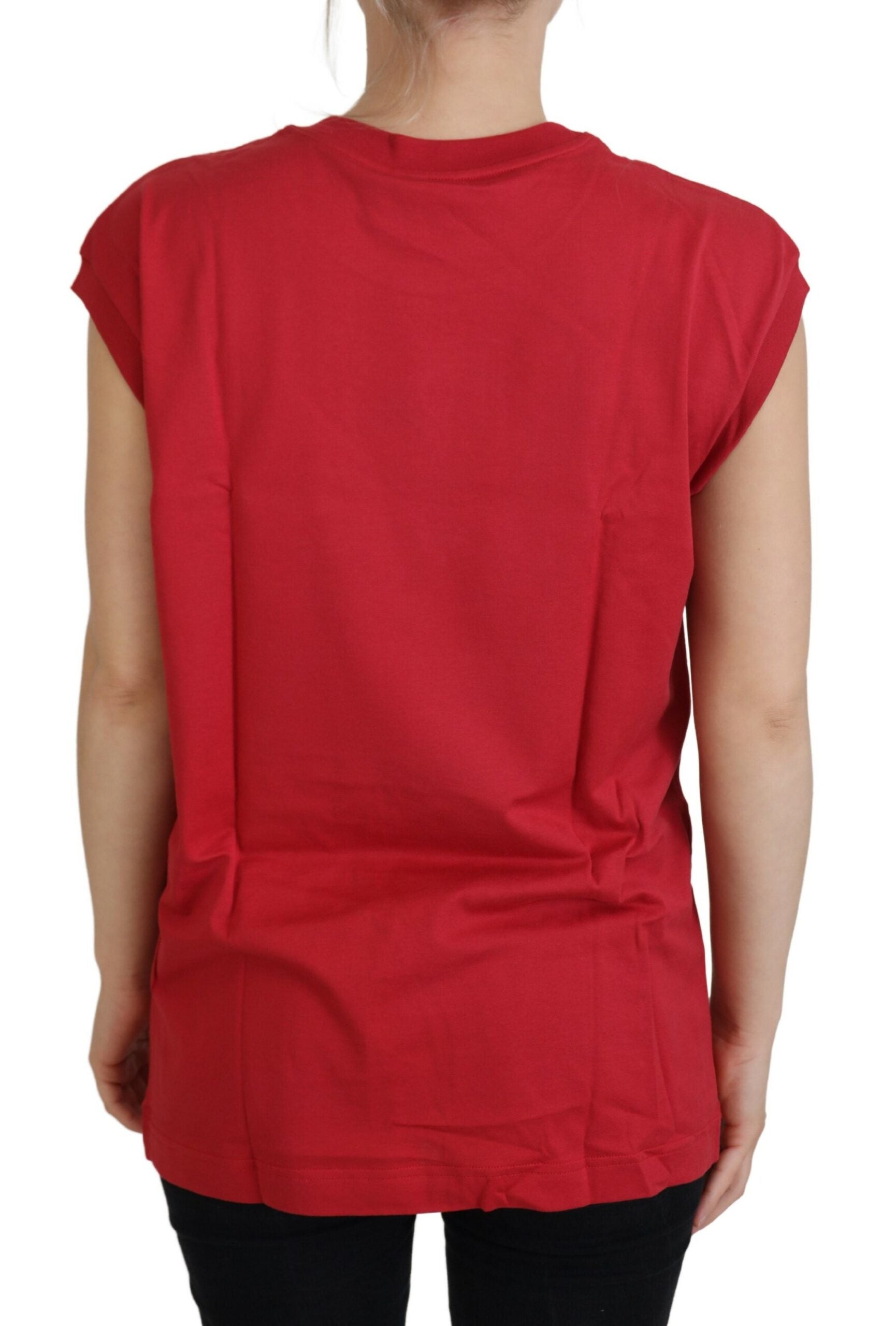 Red Cotton DG Logo Tank Top T-shirt - ventzia