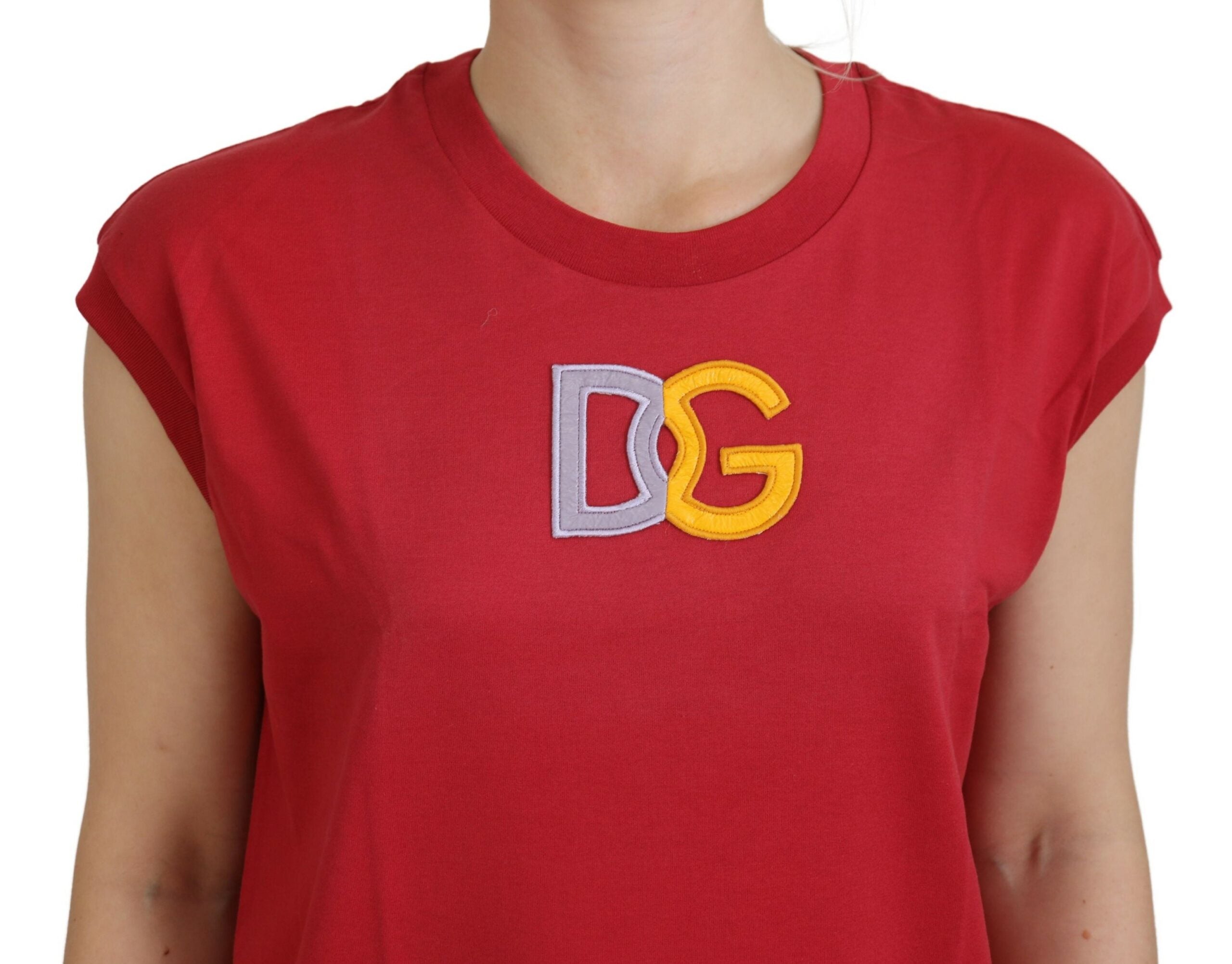 Red Cotton DG Logo Tank Top T-shirt - ventzia