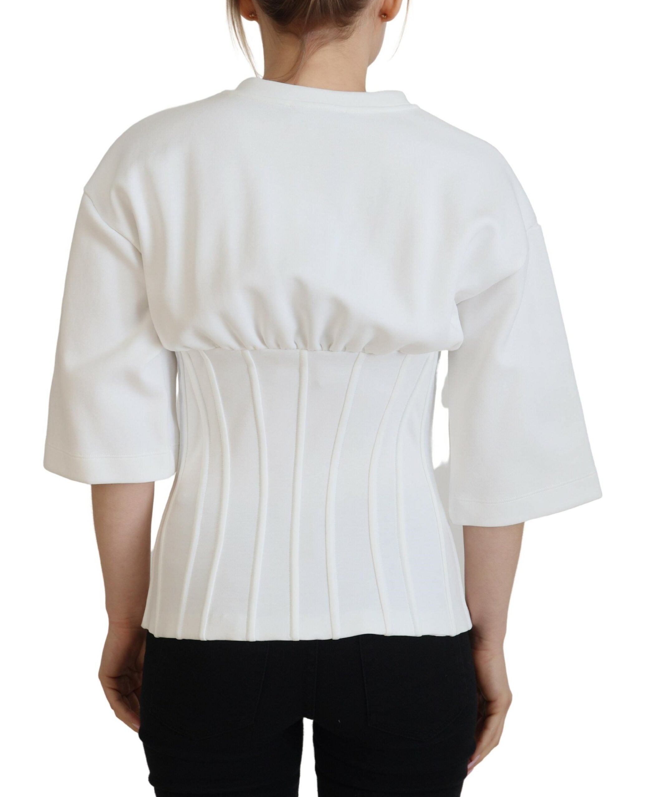 White Corset Stretch Cotton Top T-shirt - ventzia