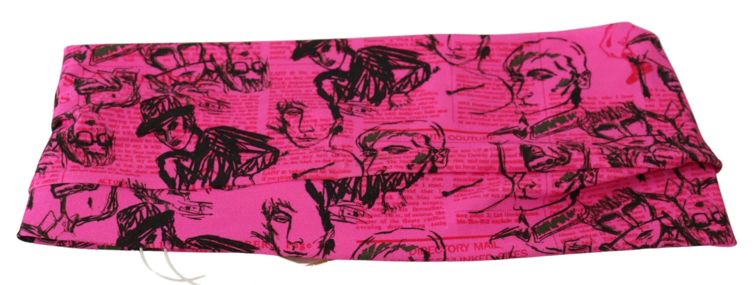 Pink Newspaper Print Bra Cropped Blouse - ventzia