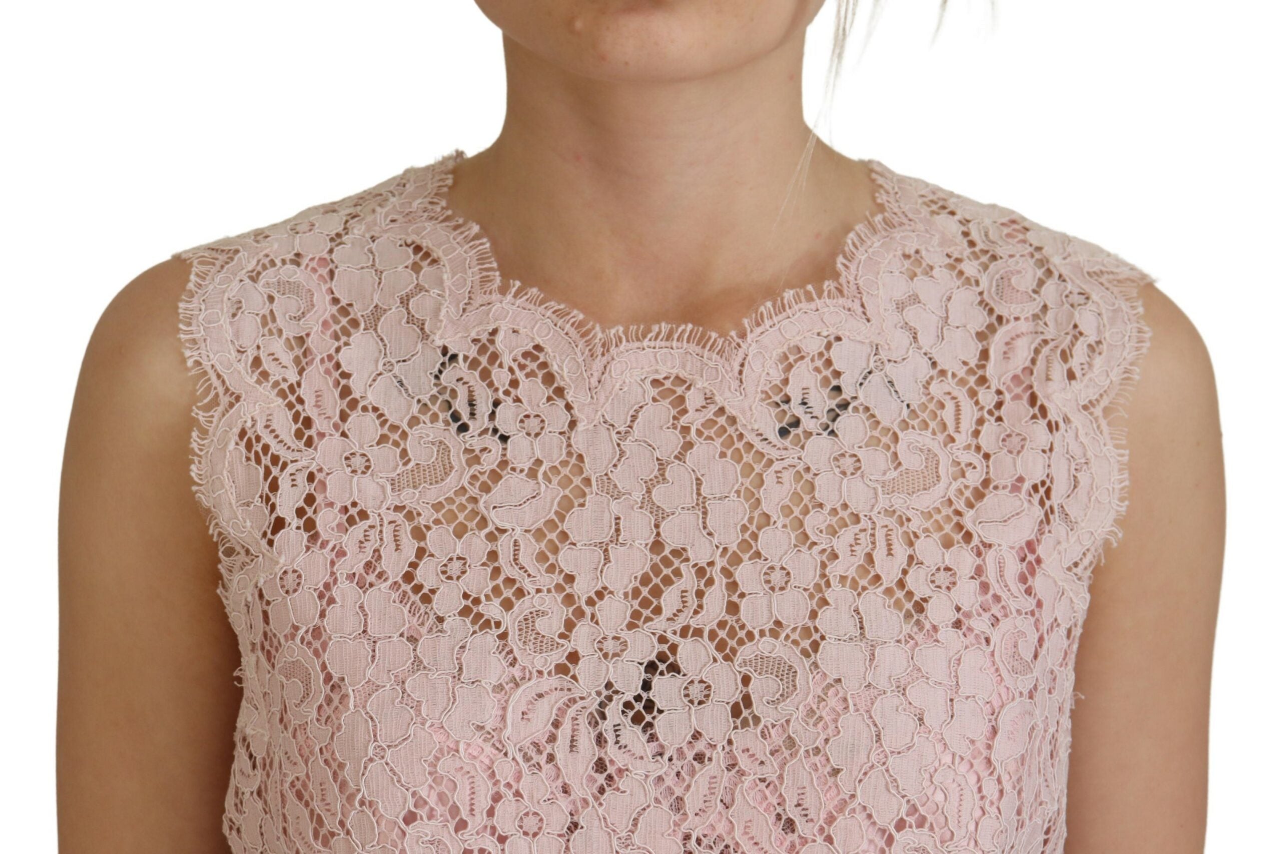 Pink Floral Lace Sleeveless Tank Blouse Top - ventzia