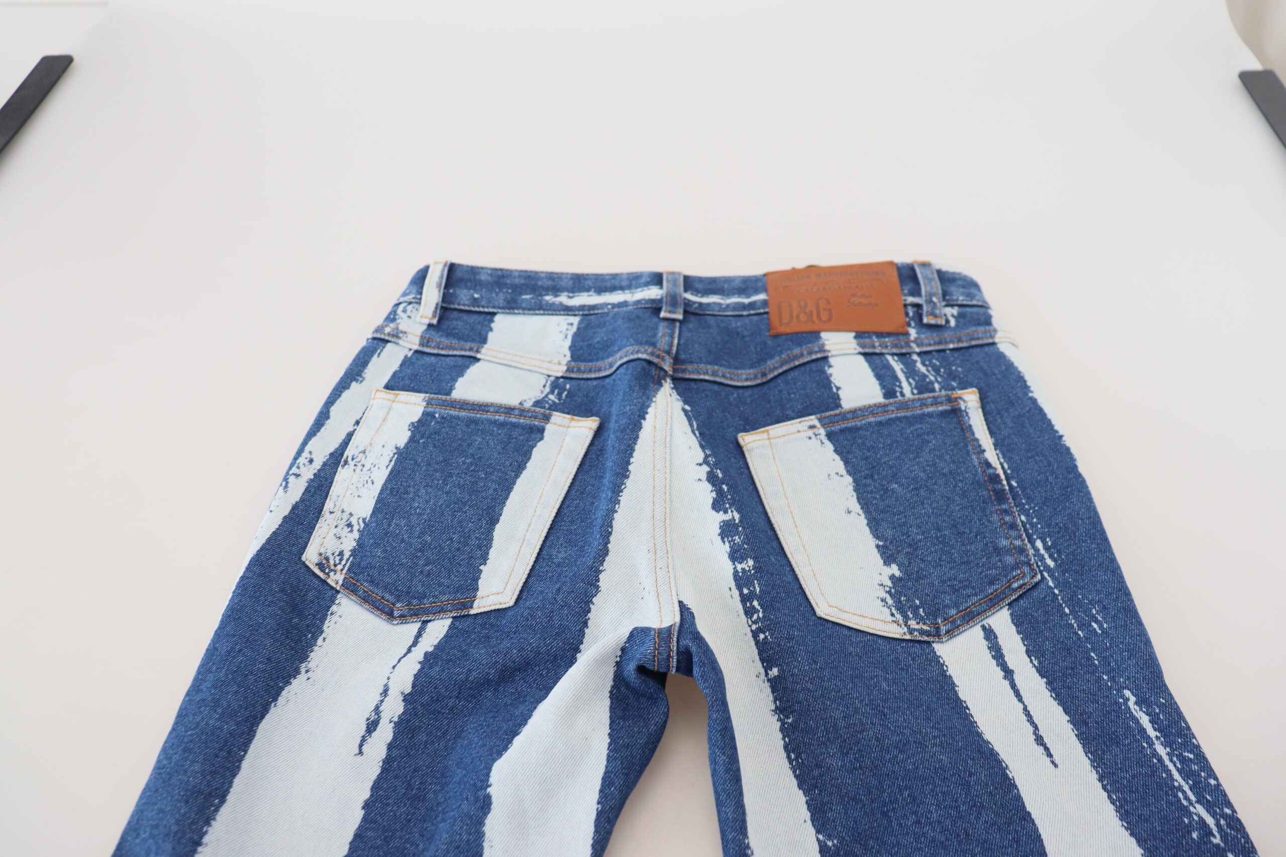 Cobalt Blue Stripes Skinny Denim Cotton Jeans - ventzia