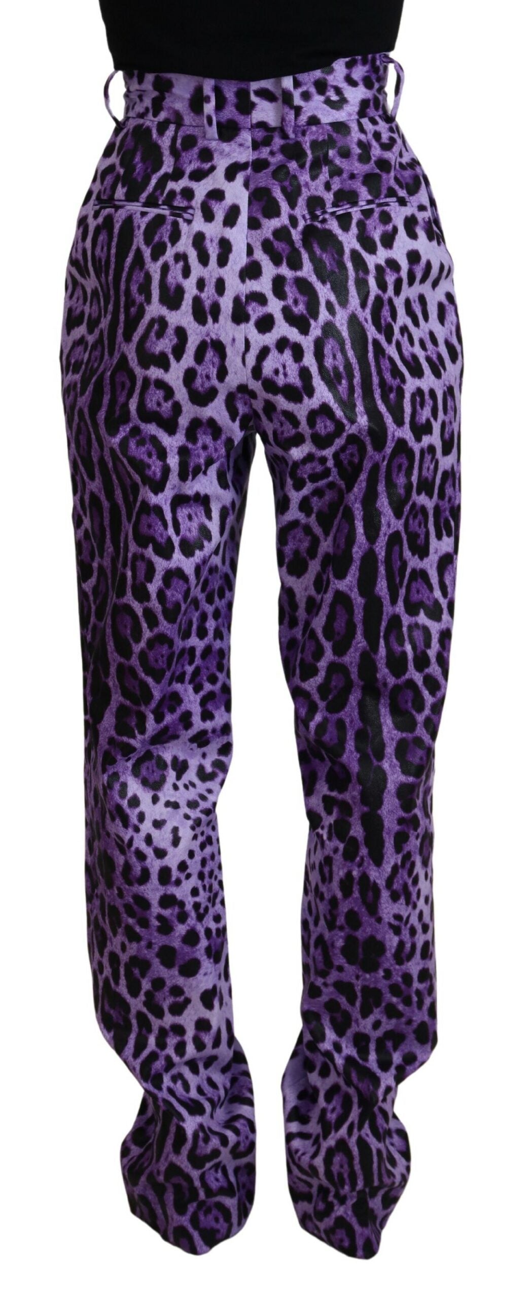 Purple Leopard Print High Waist Pants - ventzia