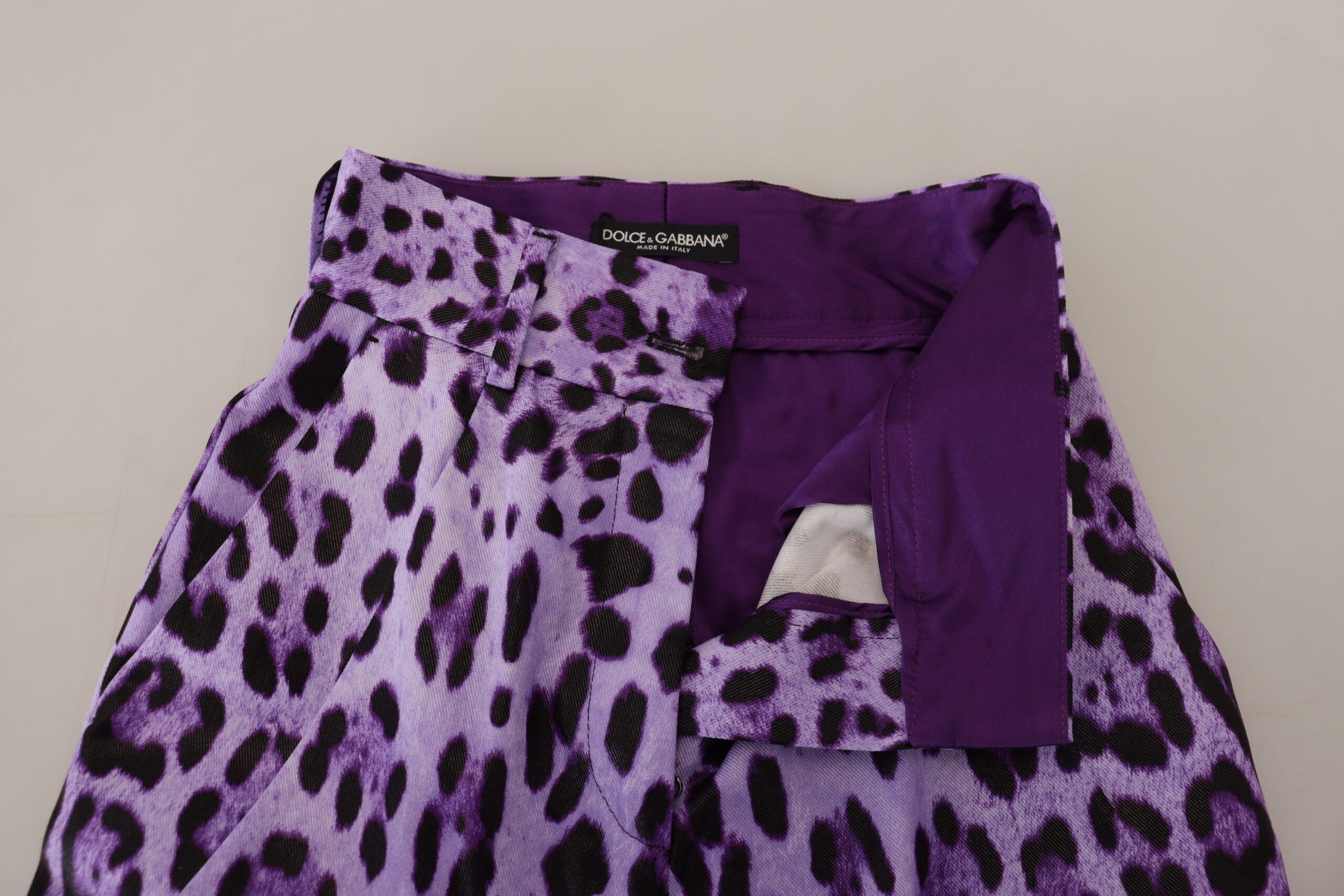 Purple Leopard Print High Waist Pants - ventzia