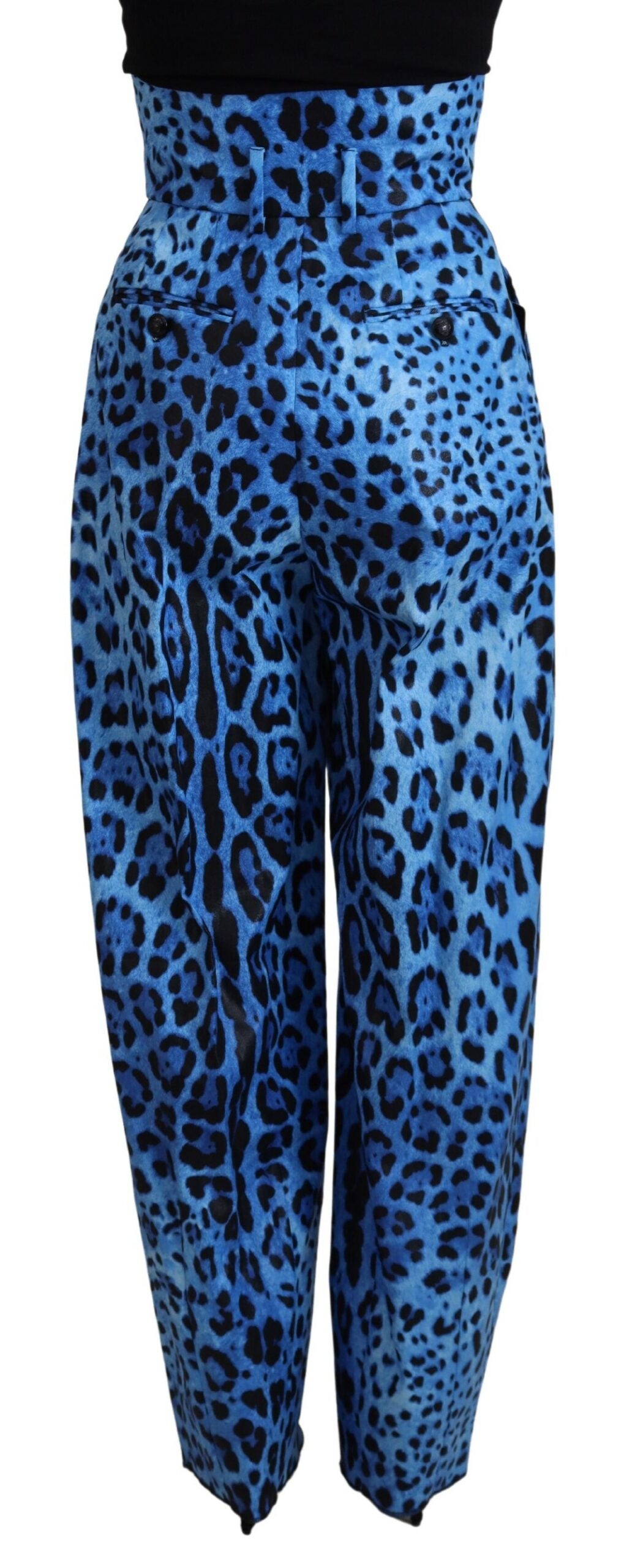 Blue Leopard Print High Waist Pants - ventzia