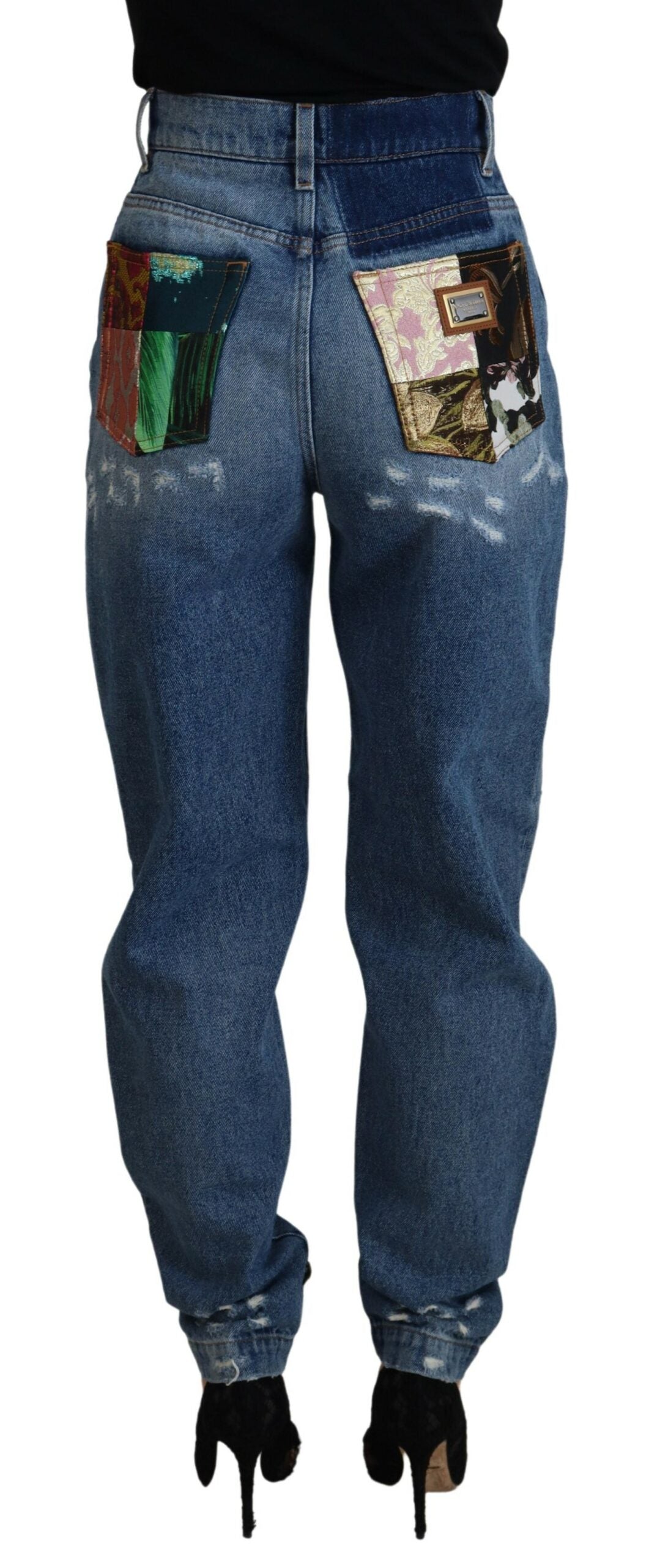 Blue Tattered Skinny Denim Cotton Jeans - ventzia