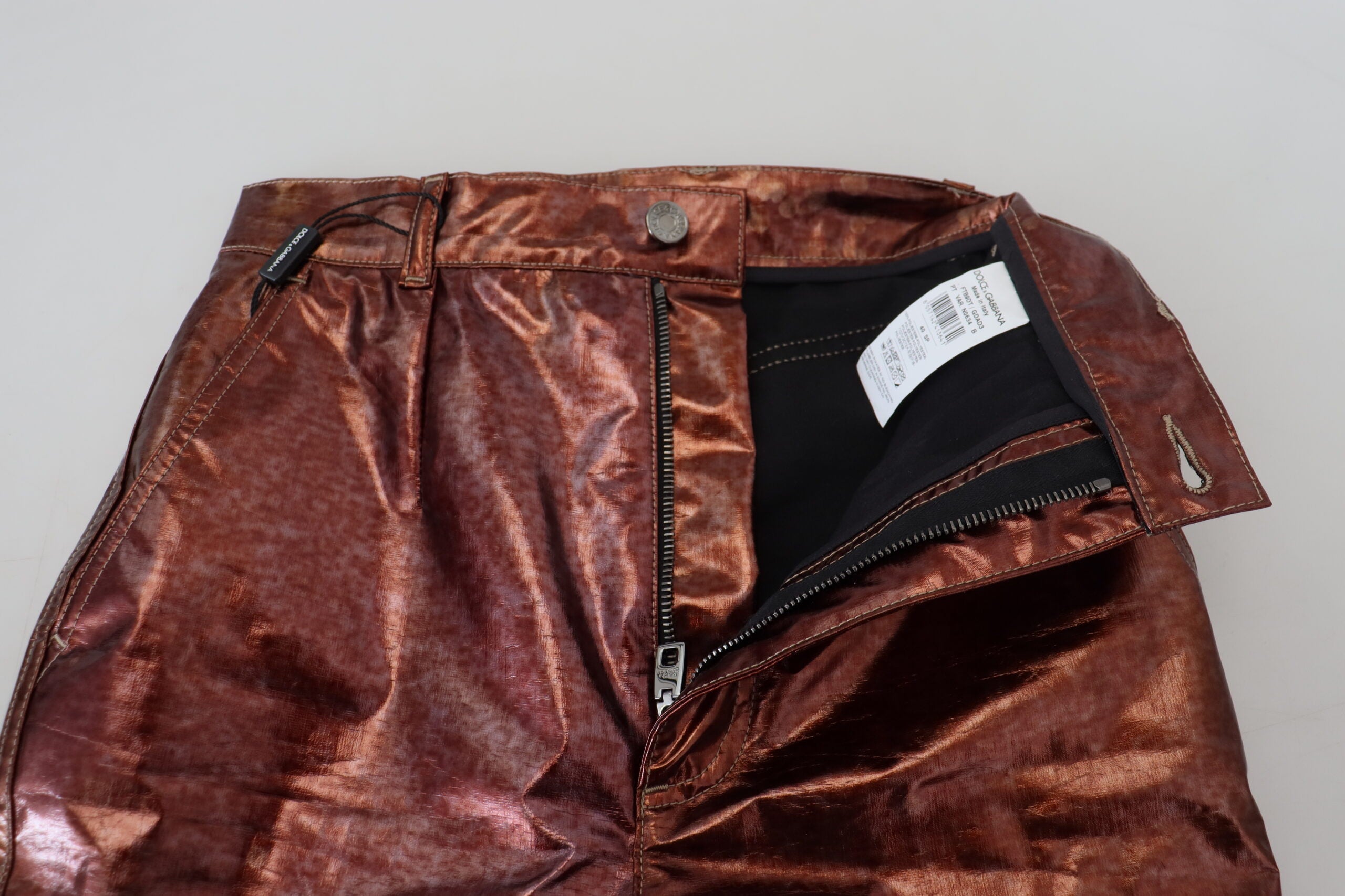Metallic Bronze High Waist Skinny Jeans - ventzia