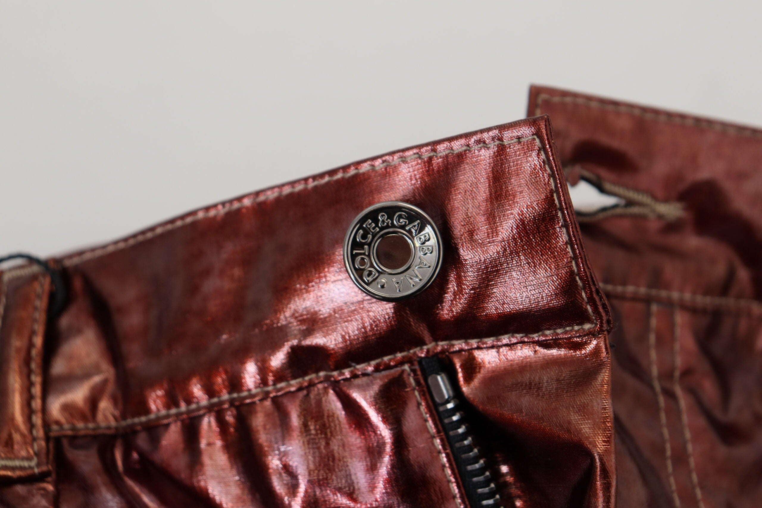 Metallic Bronze High Waist Skinny Jeans - ventzia