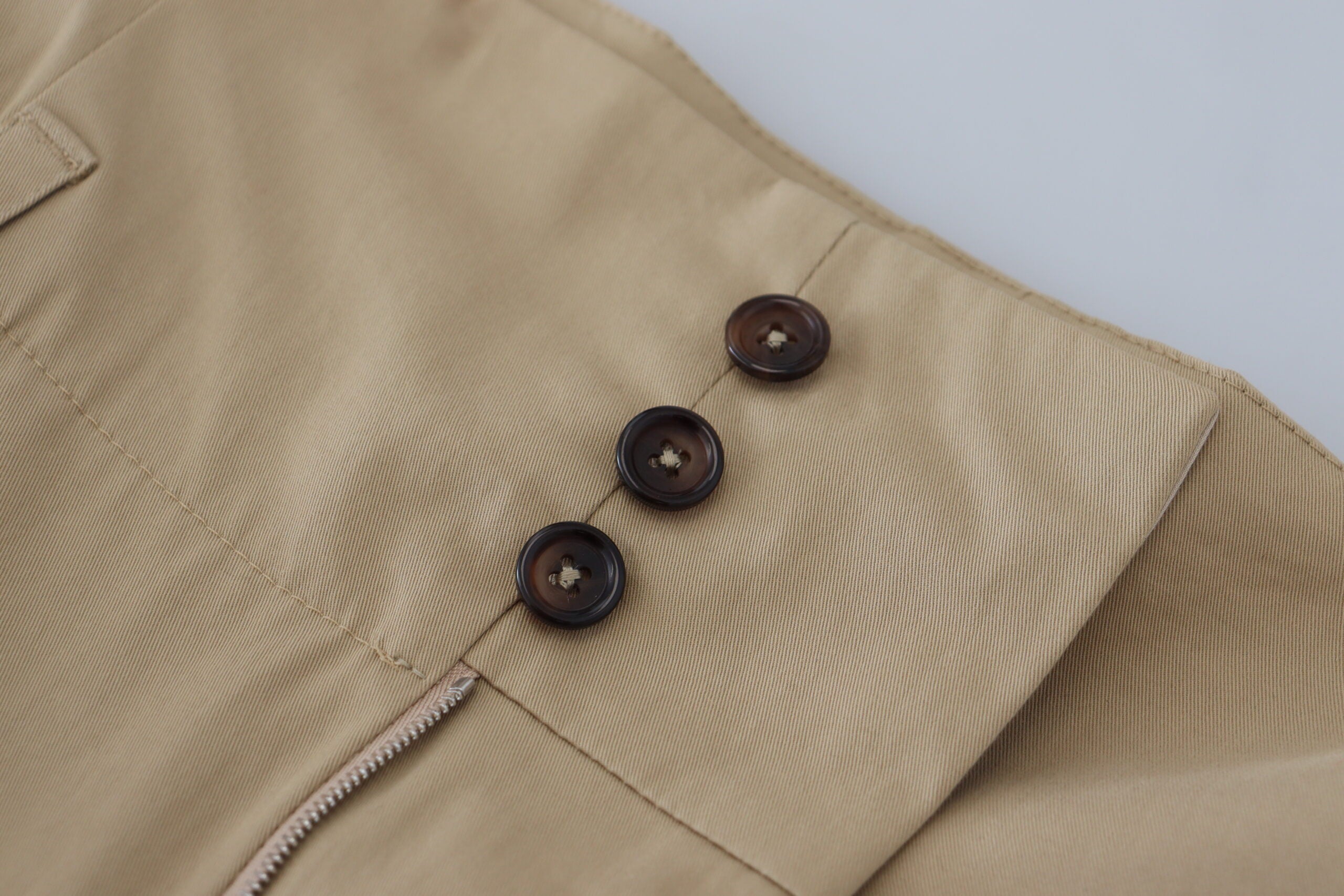 Brown Cotton High Waist Tapered Pants - ventzia