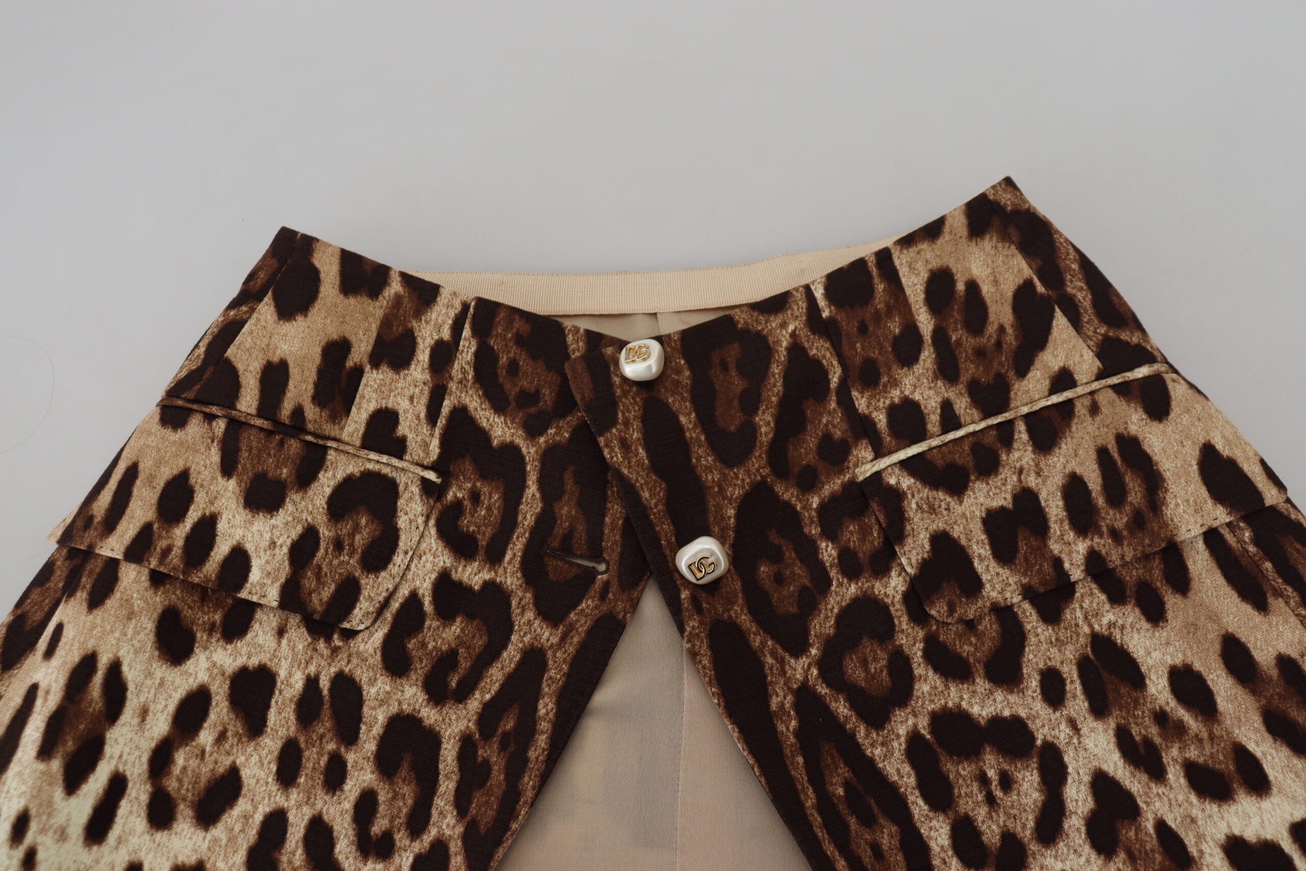 Brown Leopard Print Wool A-line Mini Skirt - ventzia